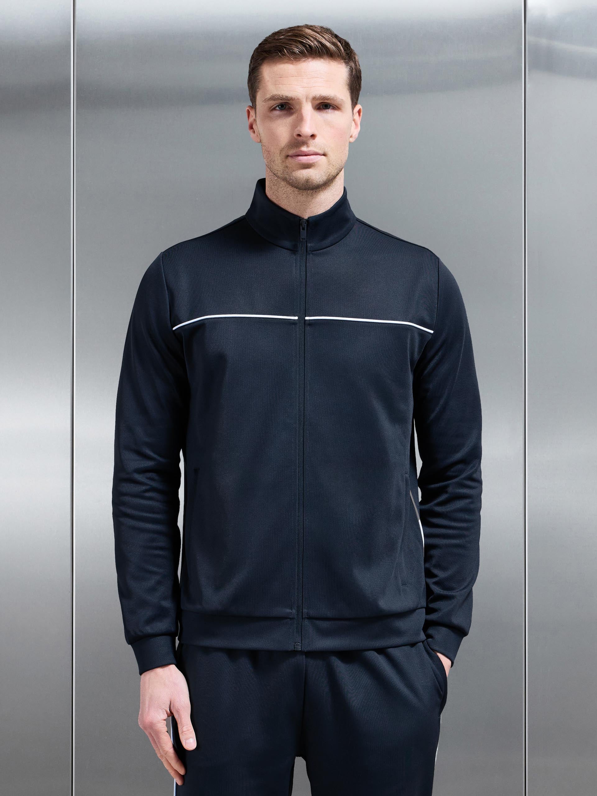 Mens Piping Track Jacket in Navy
