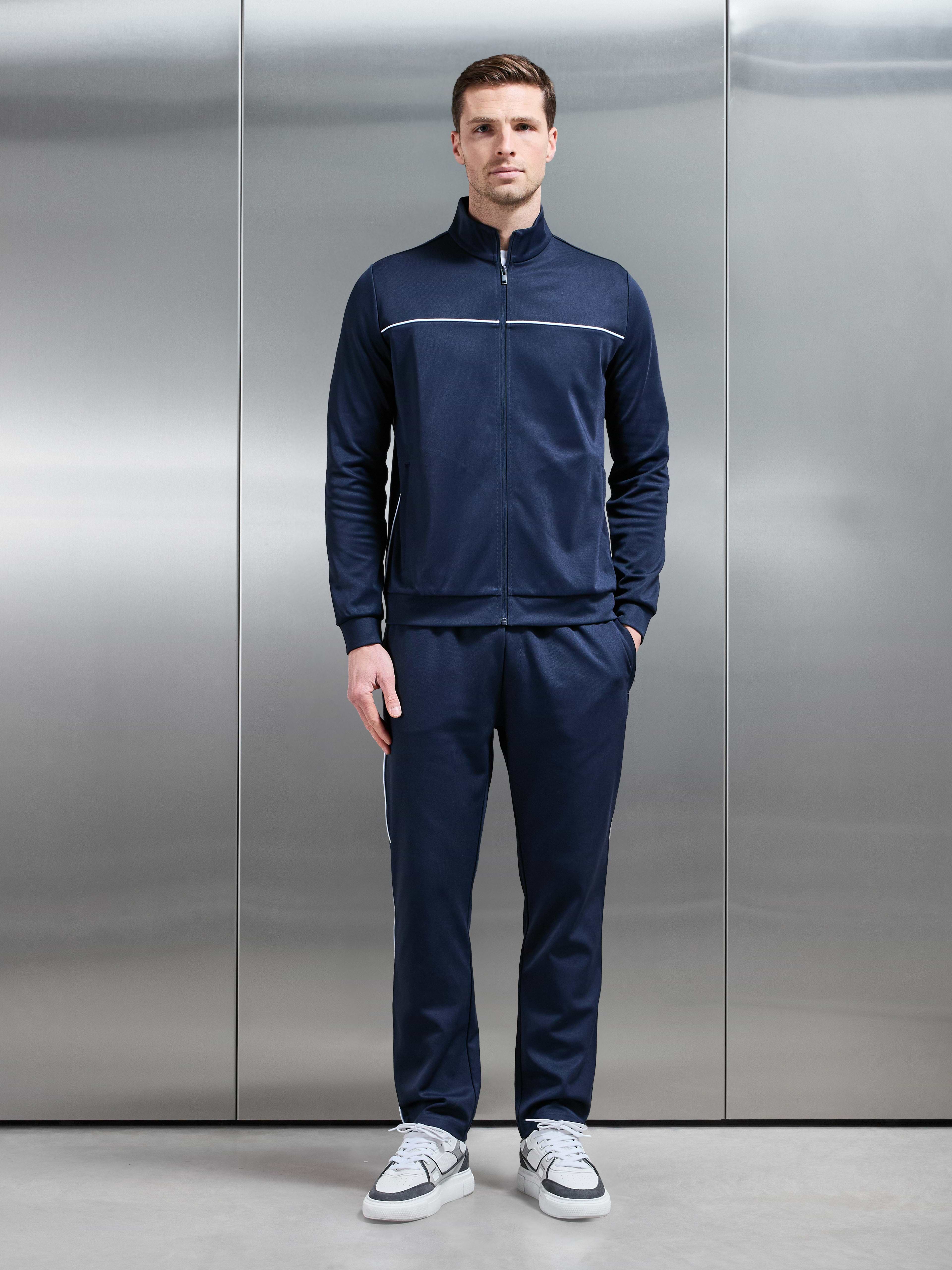 Piping Track Jacket in Navy