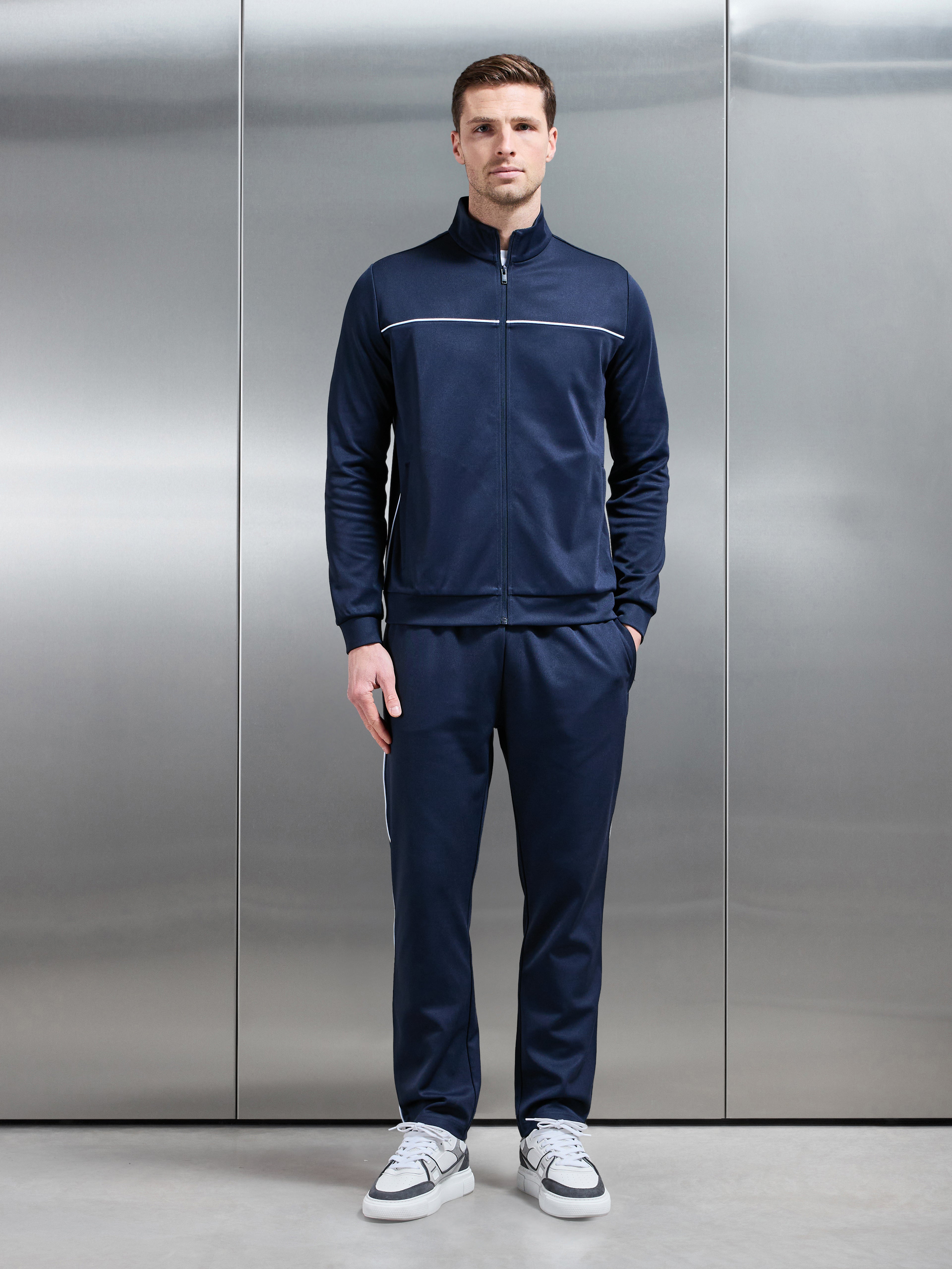 Mens Piping Track Jacket in Navy