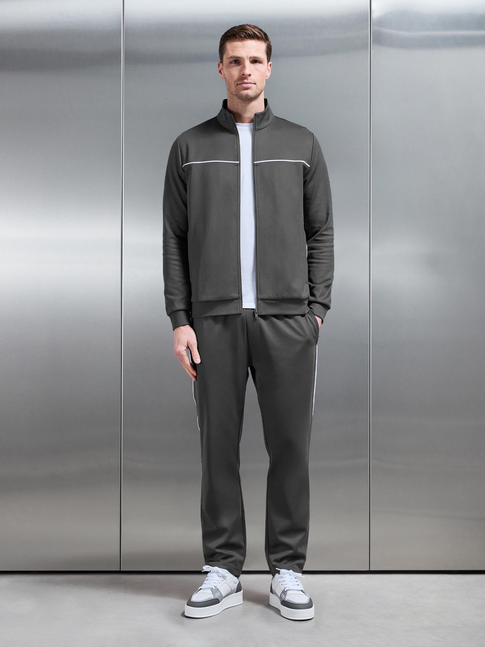Mens Piping Track Pant in Grey