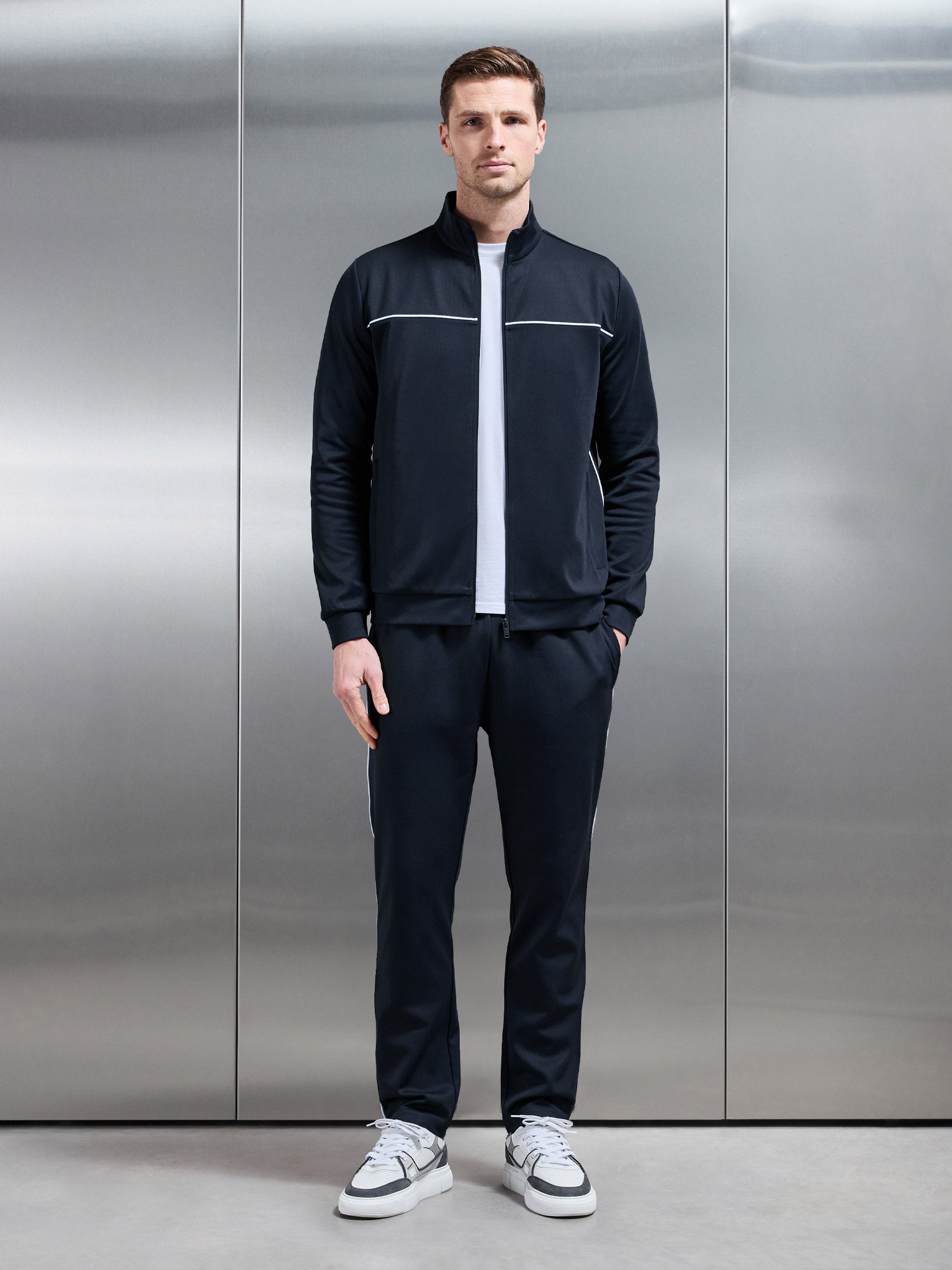 Mens Piping Track Pant in Navy