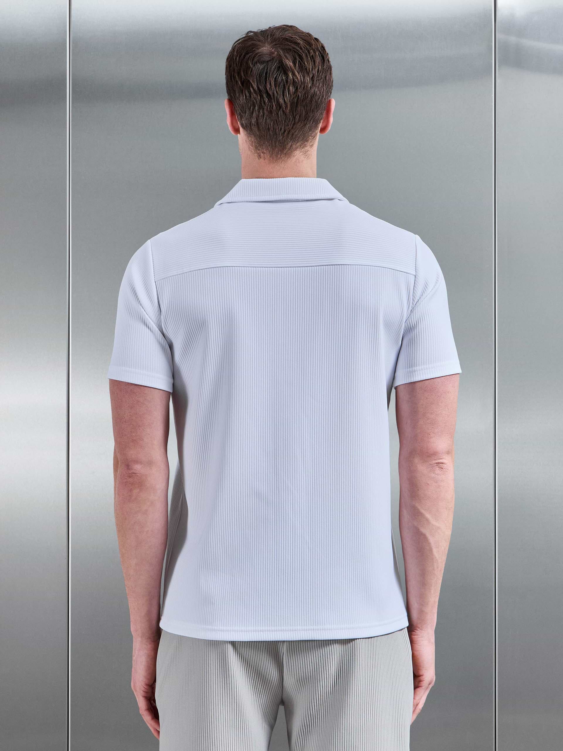 Pleated Revere Collar Shirt in White