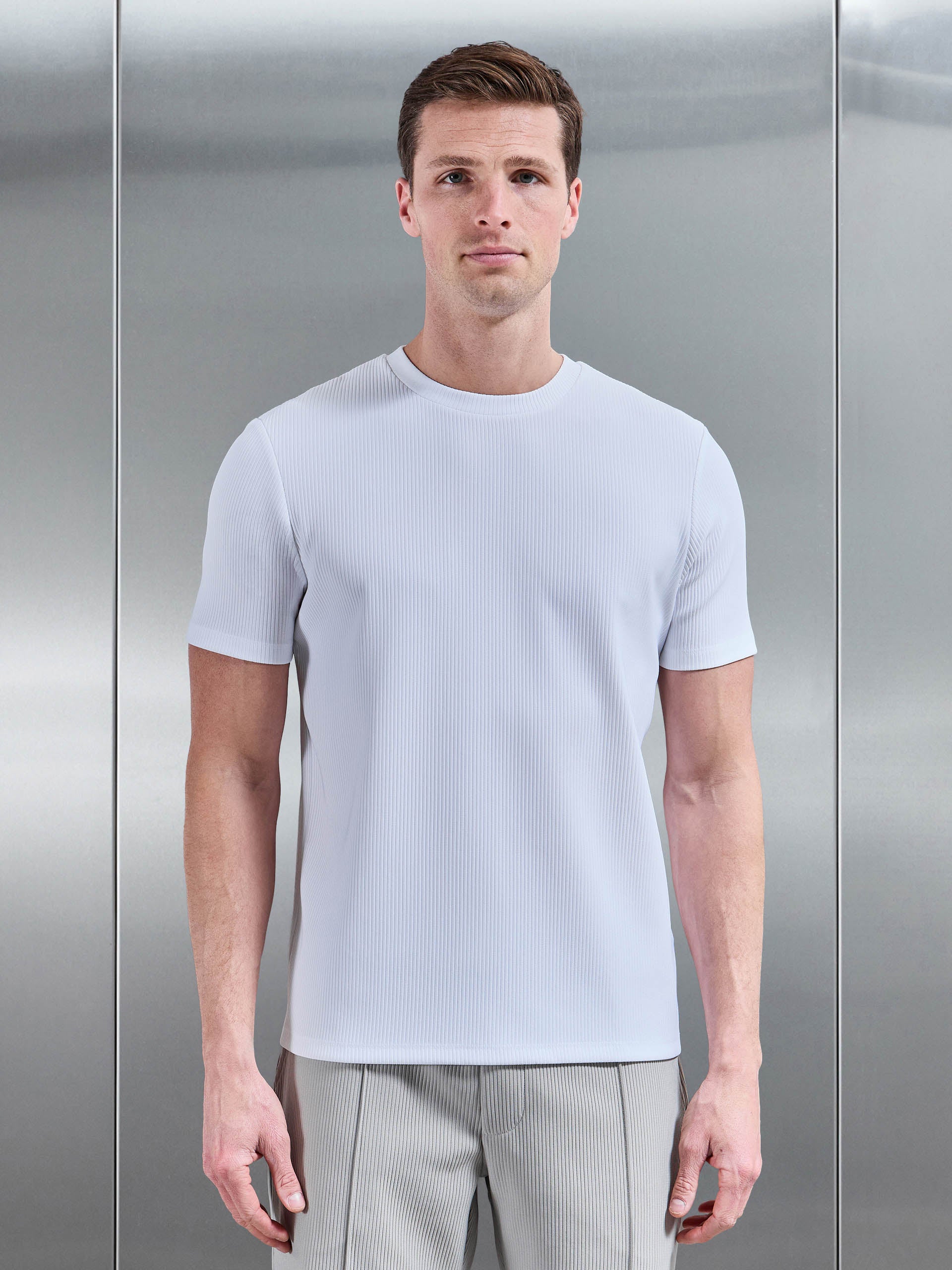 Mens Pleated T-Shirt in White