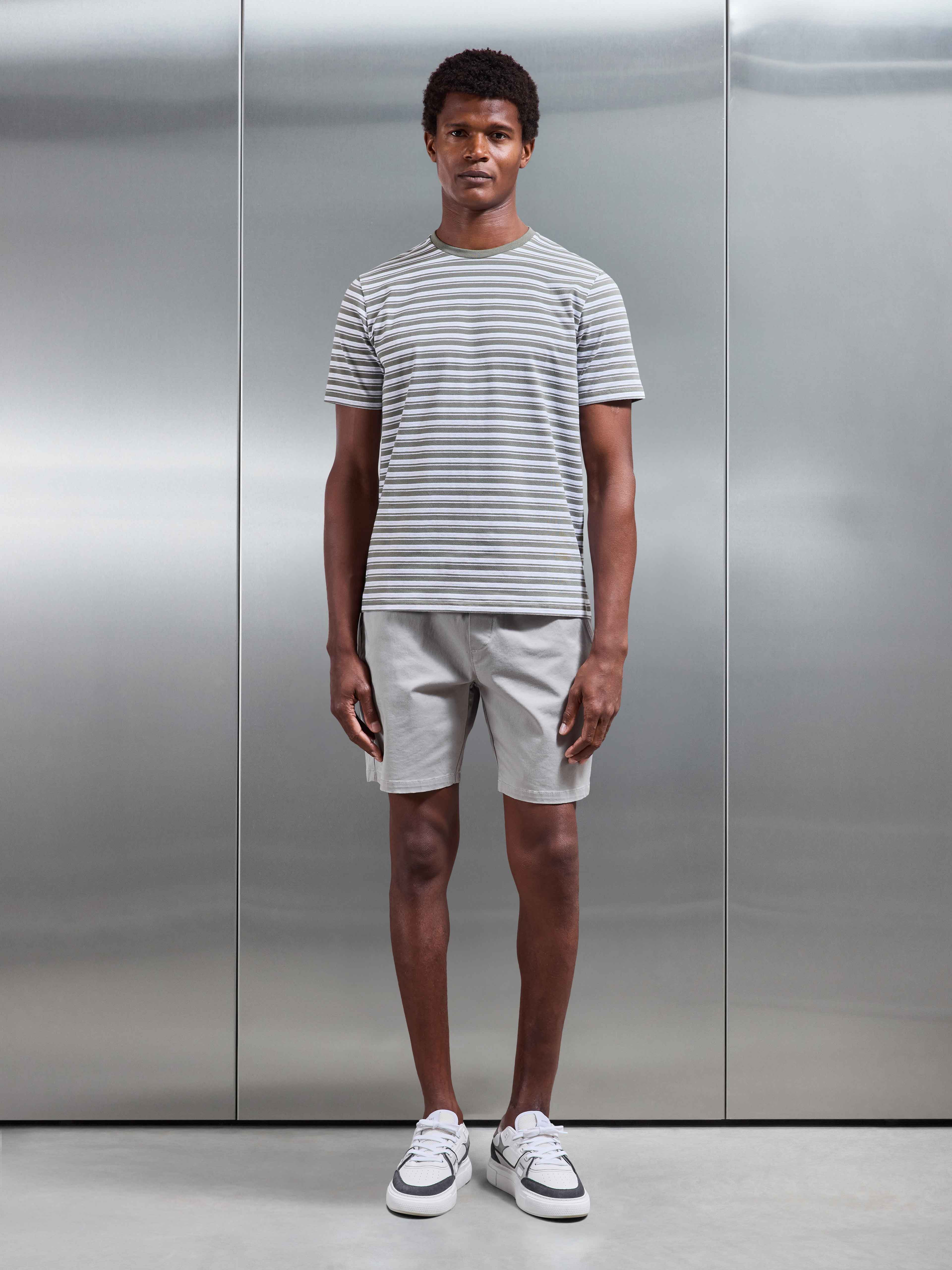 Mens Porto Stripe T-Shirt in Sage
