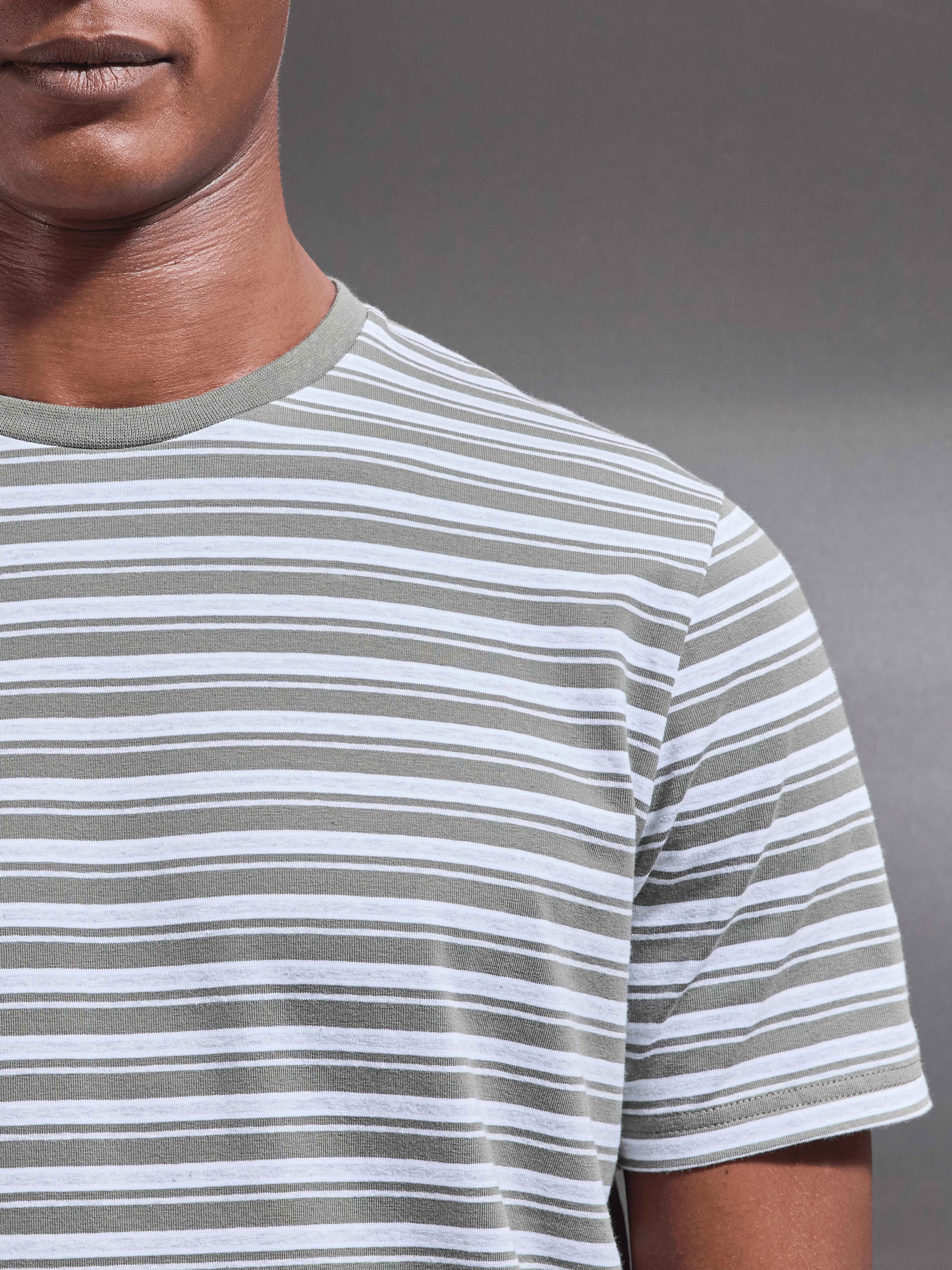 Mens Porto Stripe T-Shirt in Sage