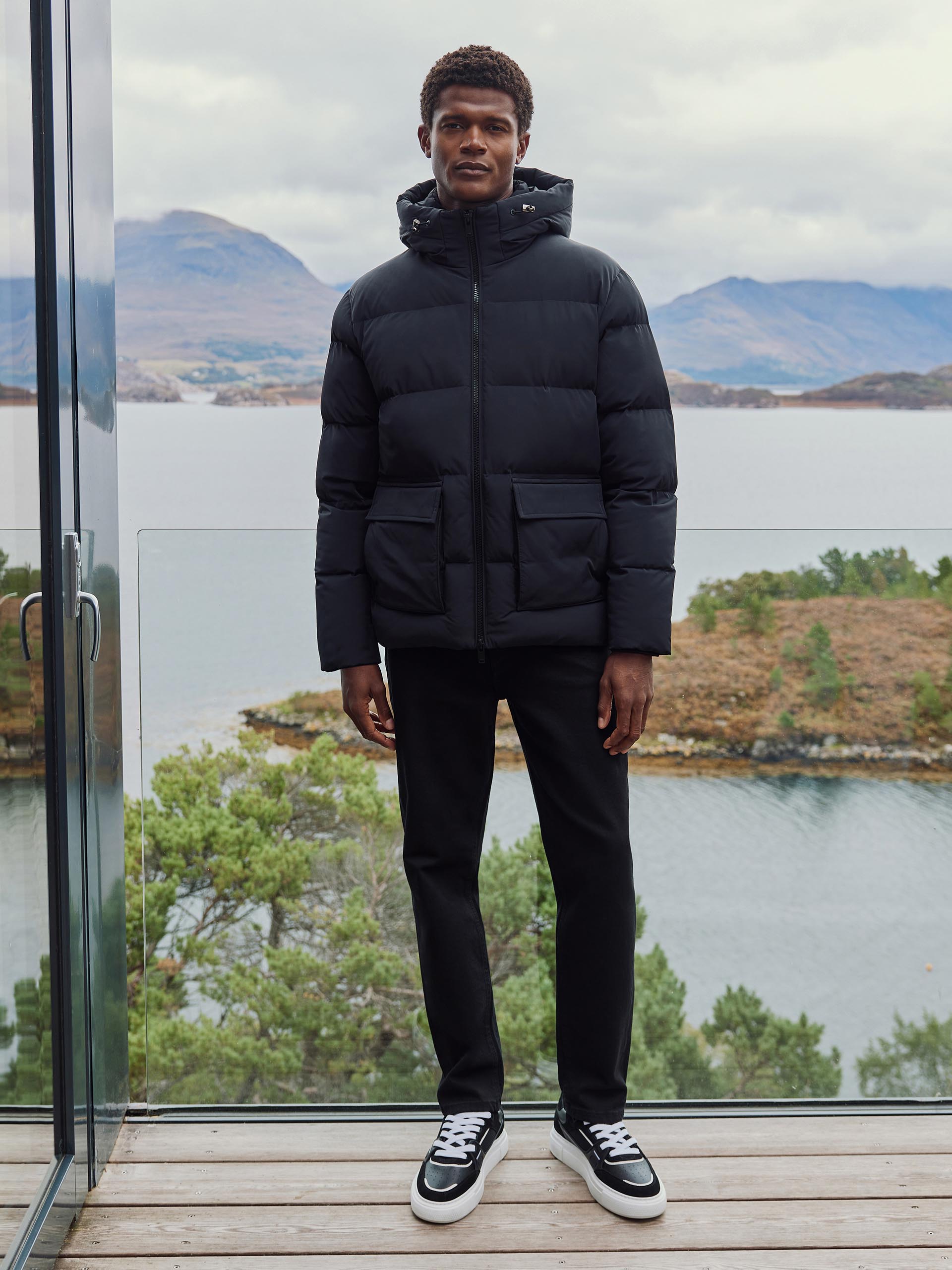 Mens Puffer Parka in Black