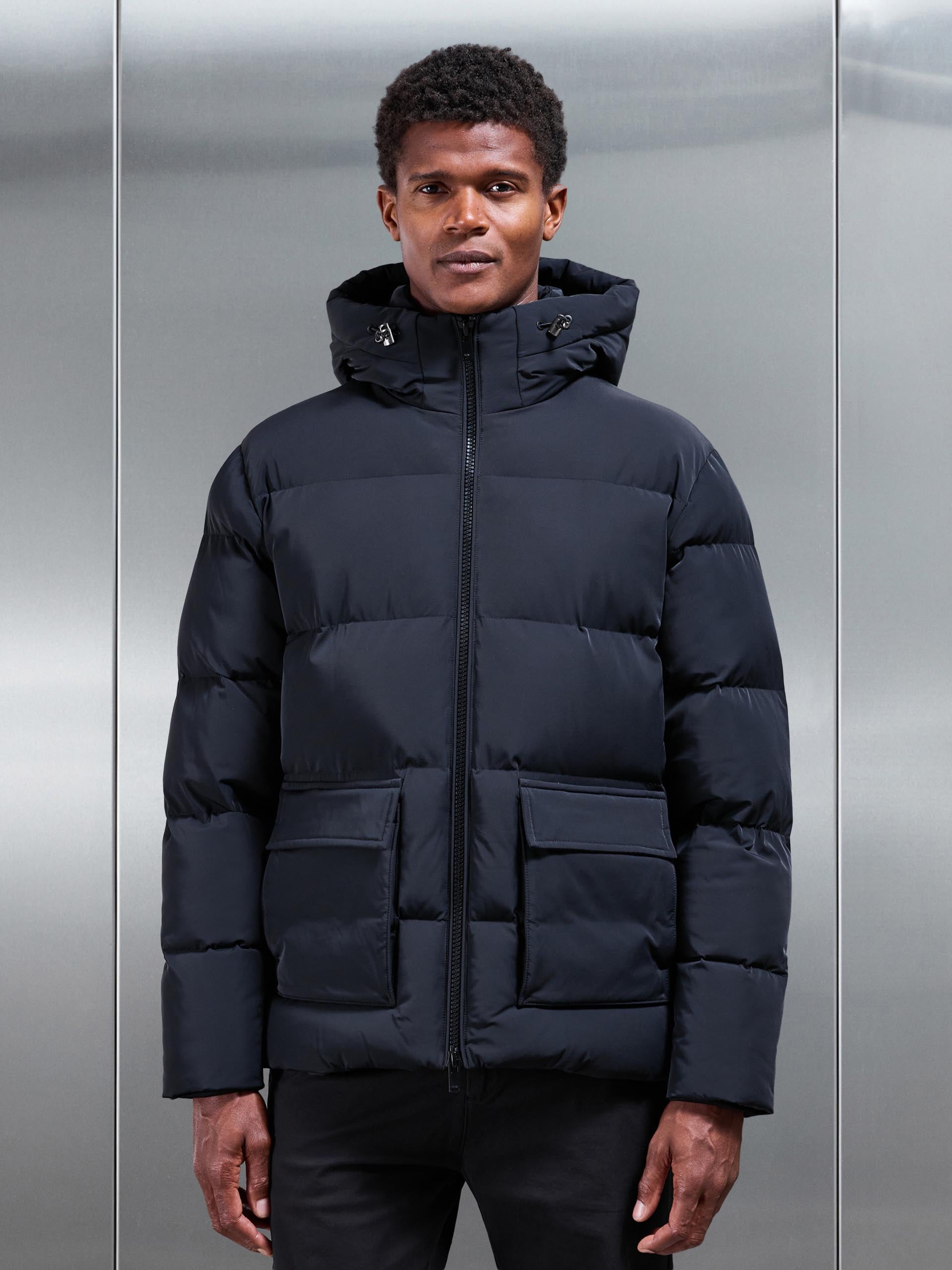 Mens Puffer Parka in Black