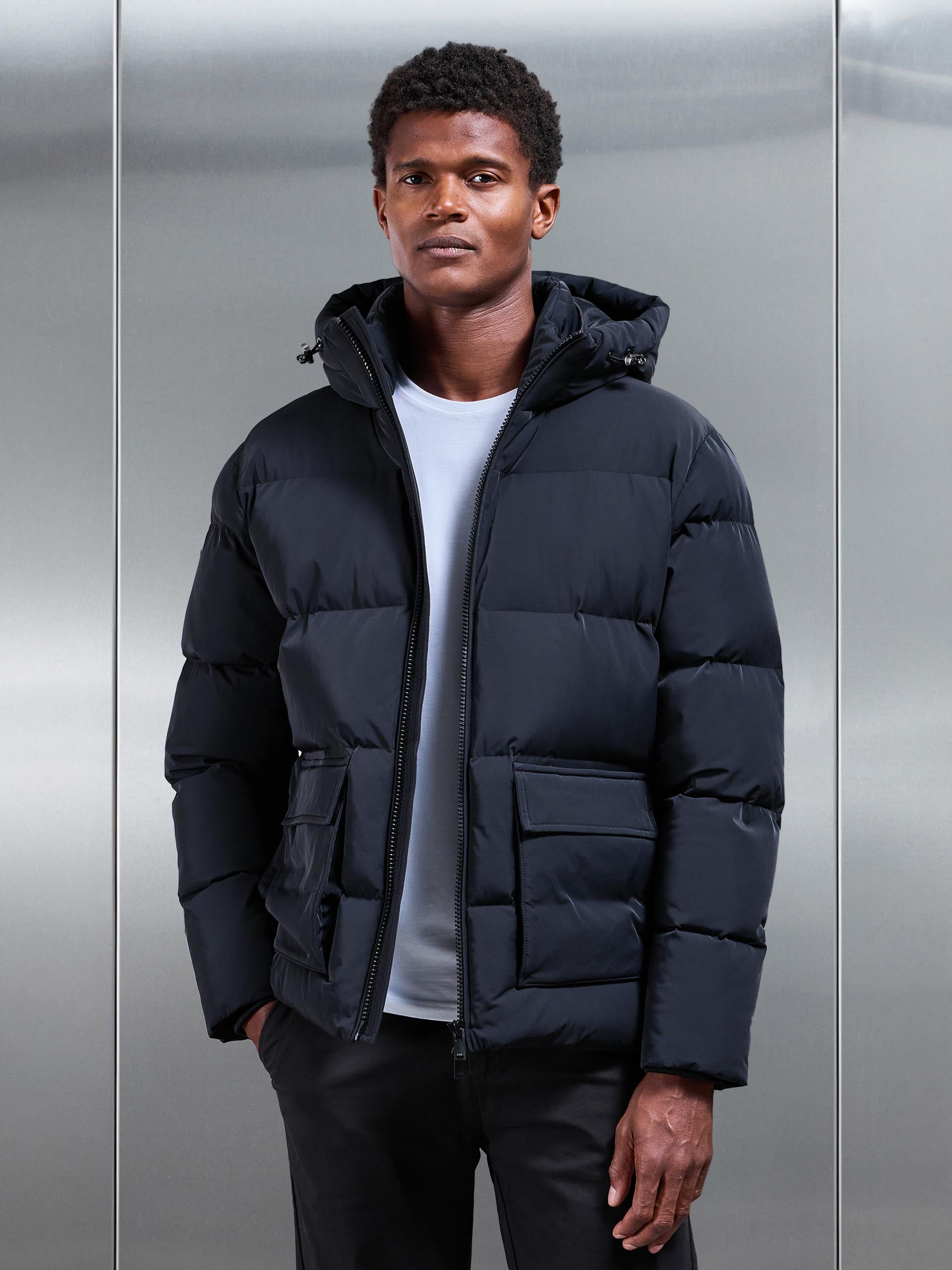 Mens Puffer Parka in Black
