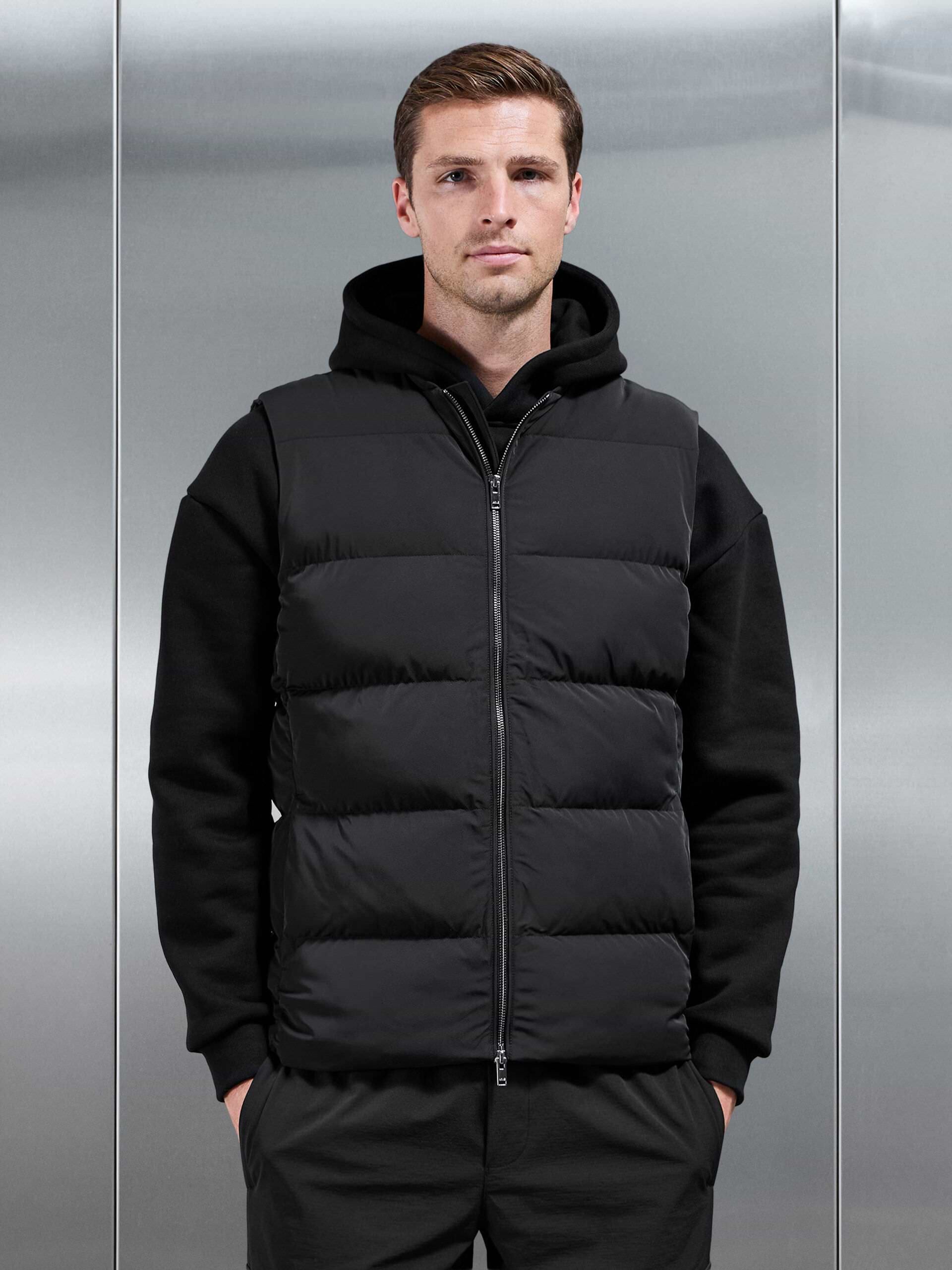 Quilted Bomber Gilet in Black