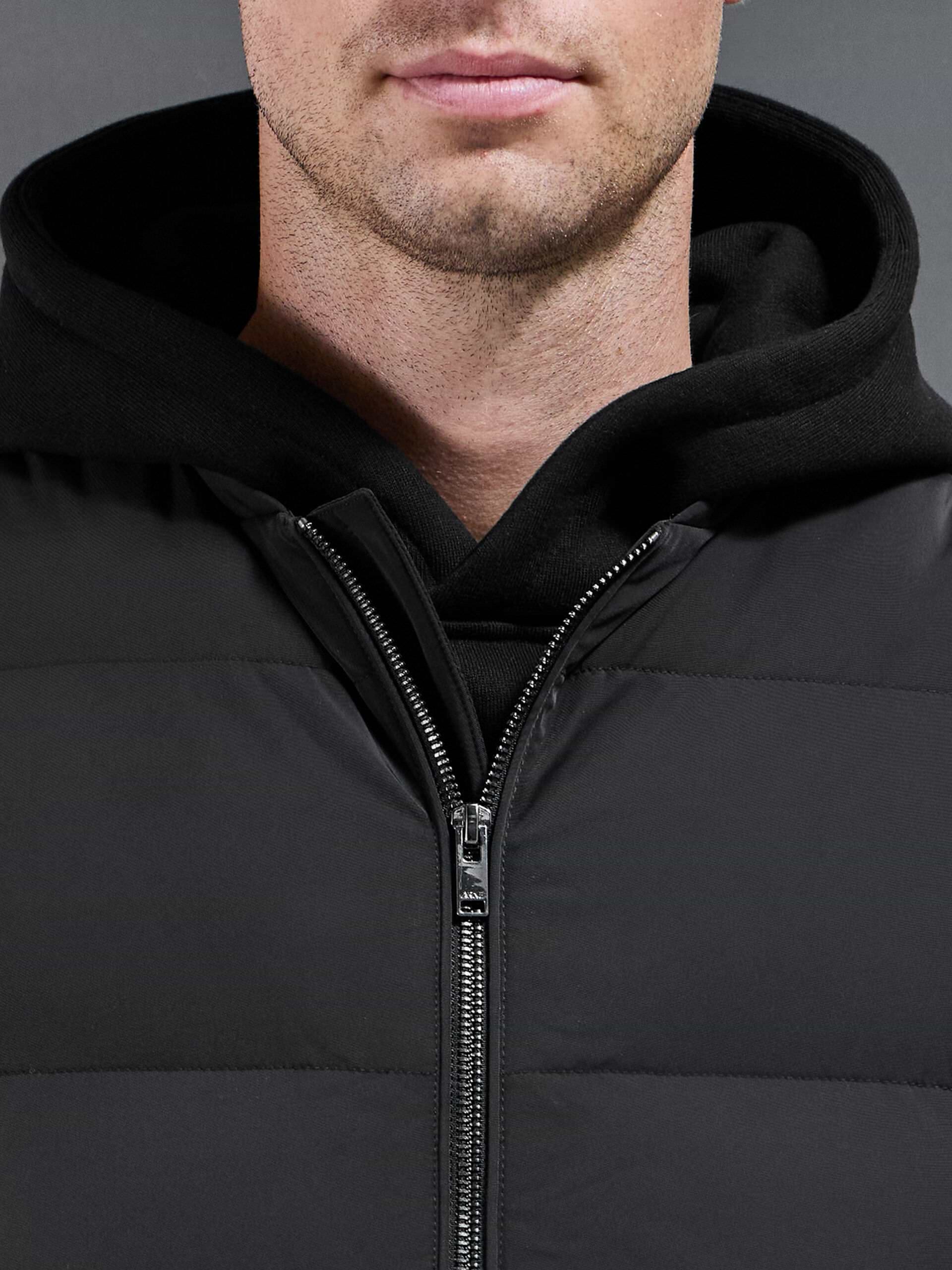 Quilted Bomber Gilet in Black