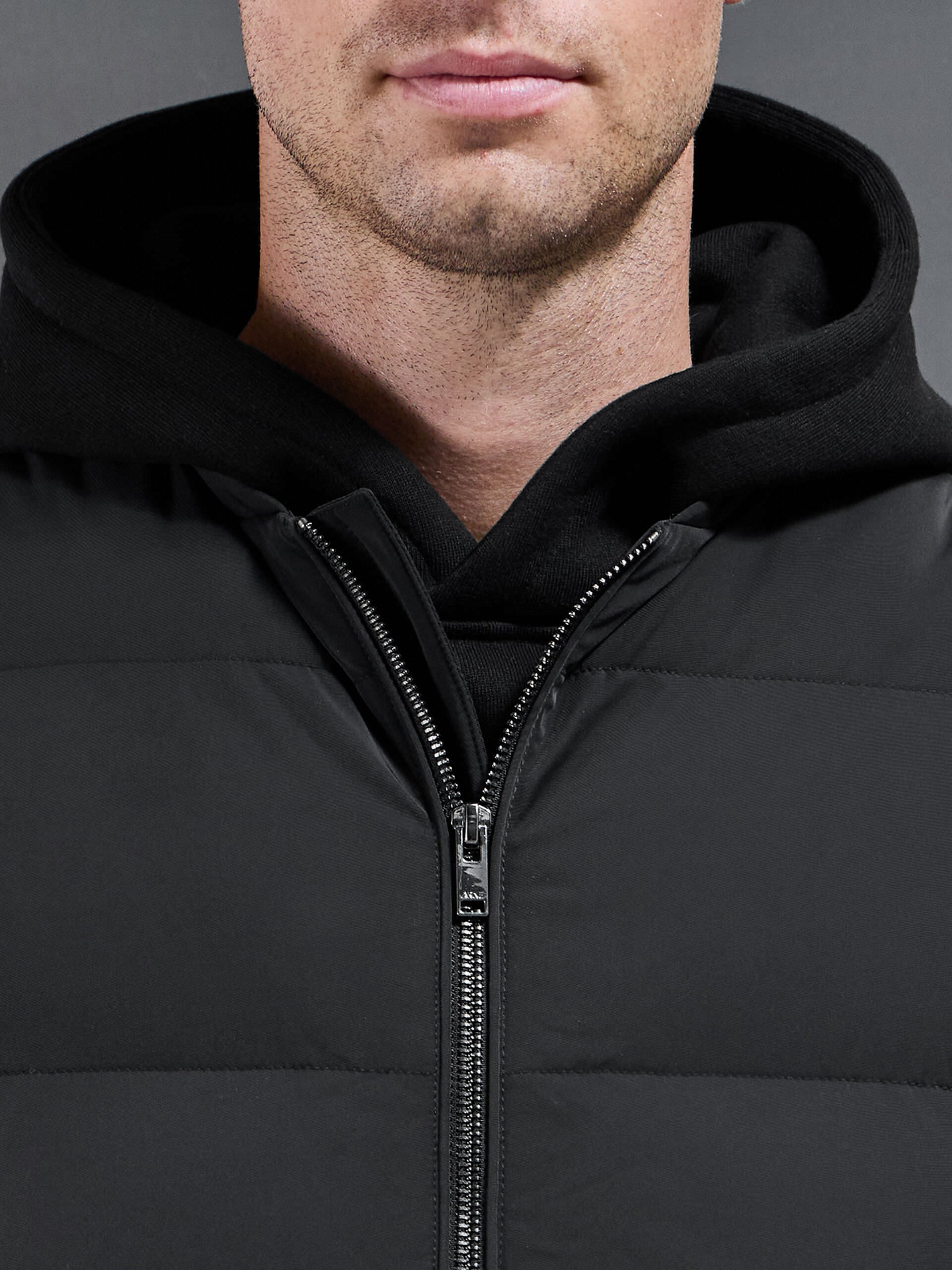Mens Quilted Bomber Gilet in Black
