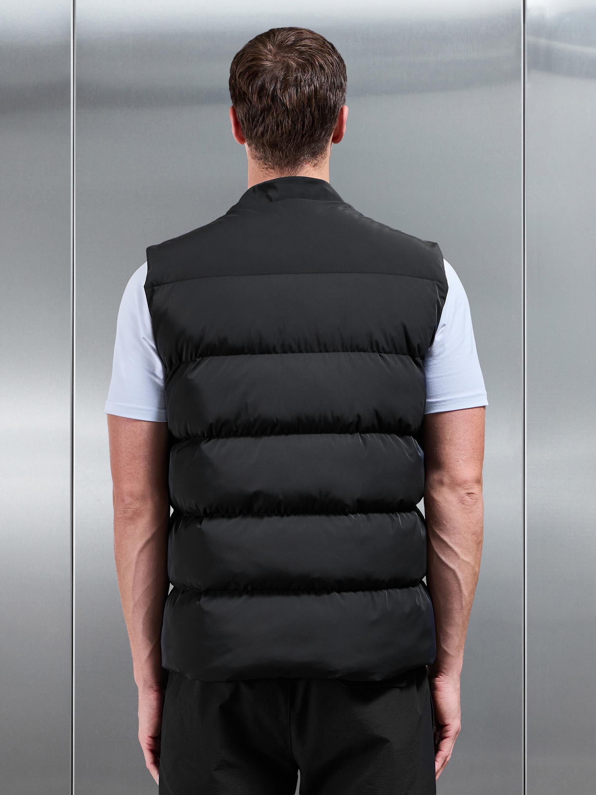 Mens Quilted Bomber Gilet in Black