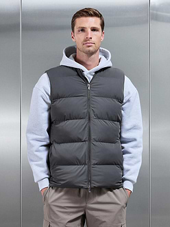 Mens Quilted Bomber Gilet in Grey
