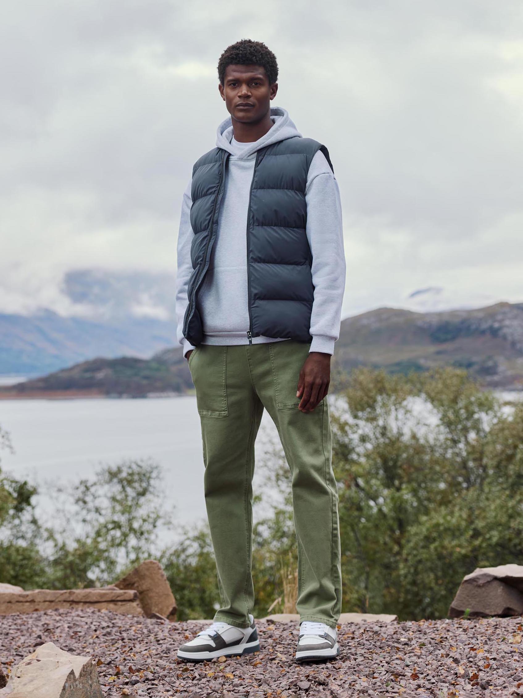 Mens Quilted Bomber Gilet in Grey