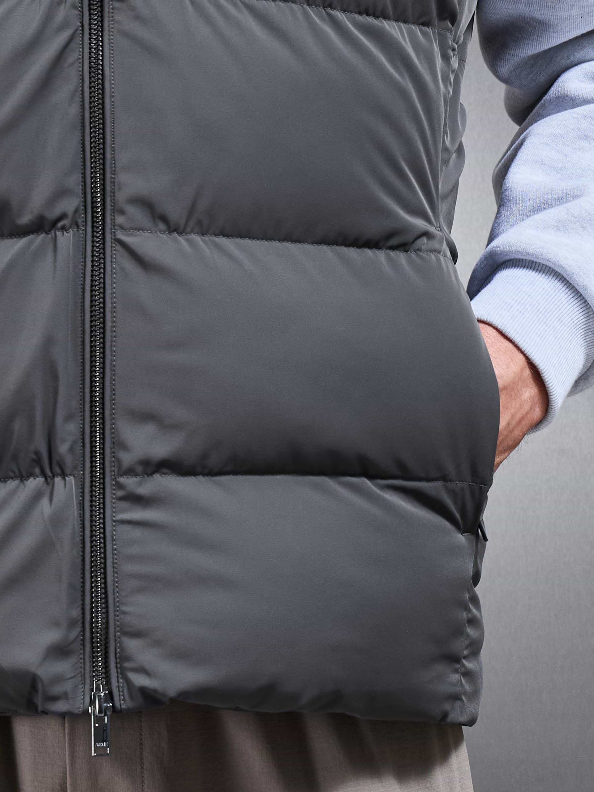 Quilted Bomber Gilet in Grey