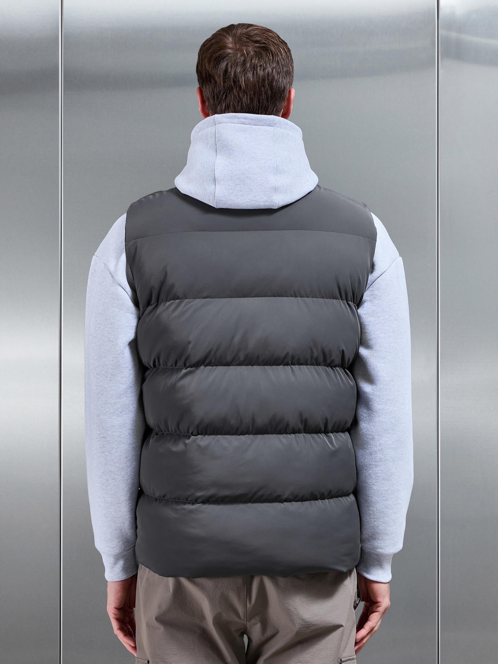 Mens Quilted Bomber Gilet in Grey