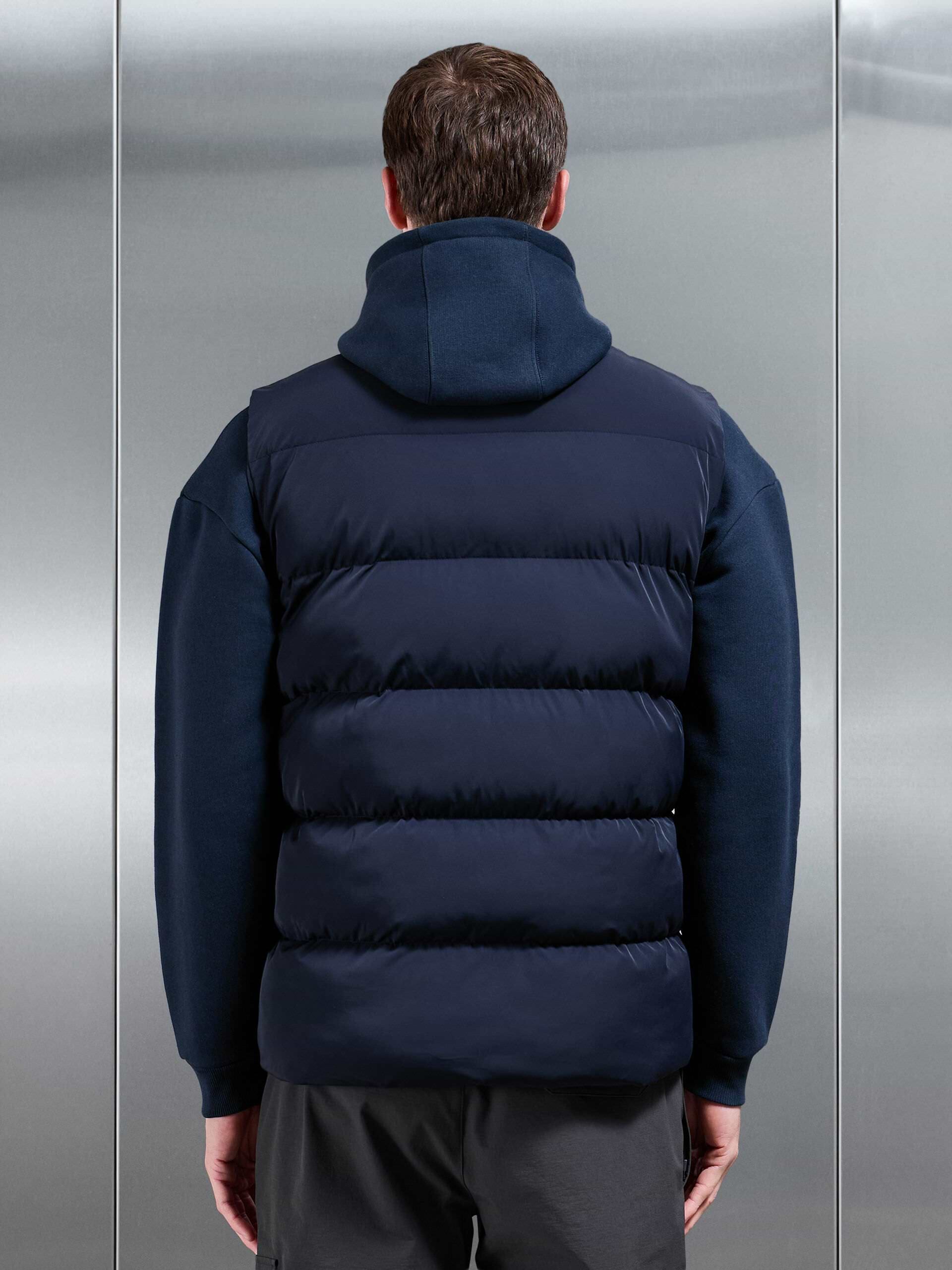 Quilted Bomber Gilet in Navy