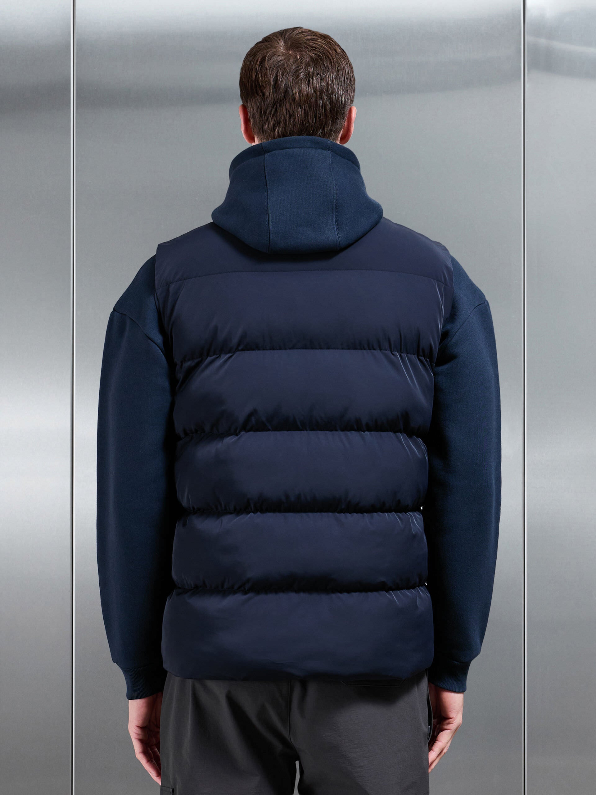 Mens Quilted Bomber Gilet in Navy