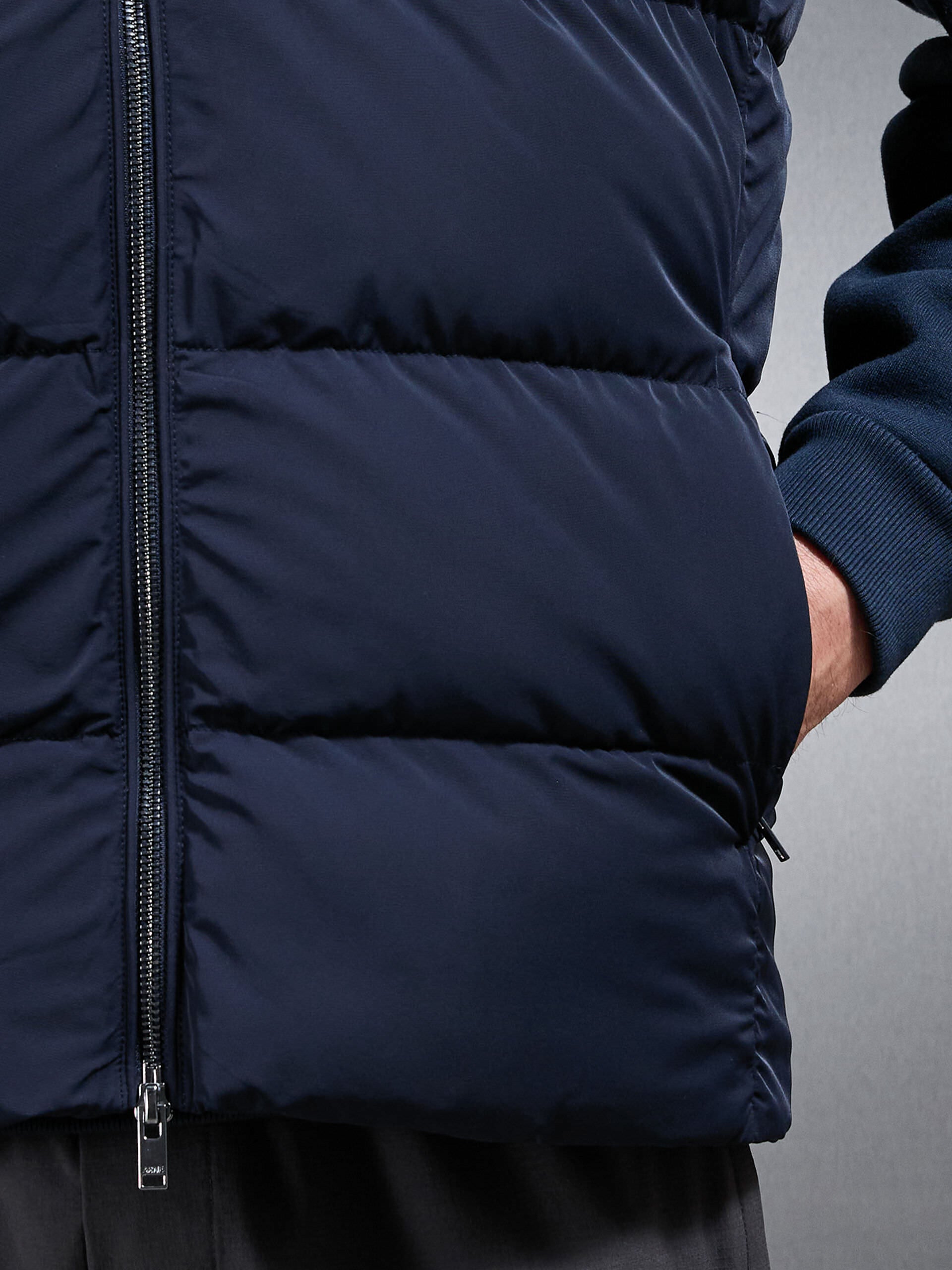 Mens Quilted Bomber Gilet in Navy