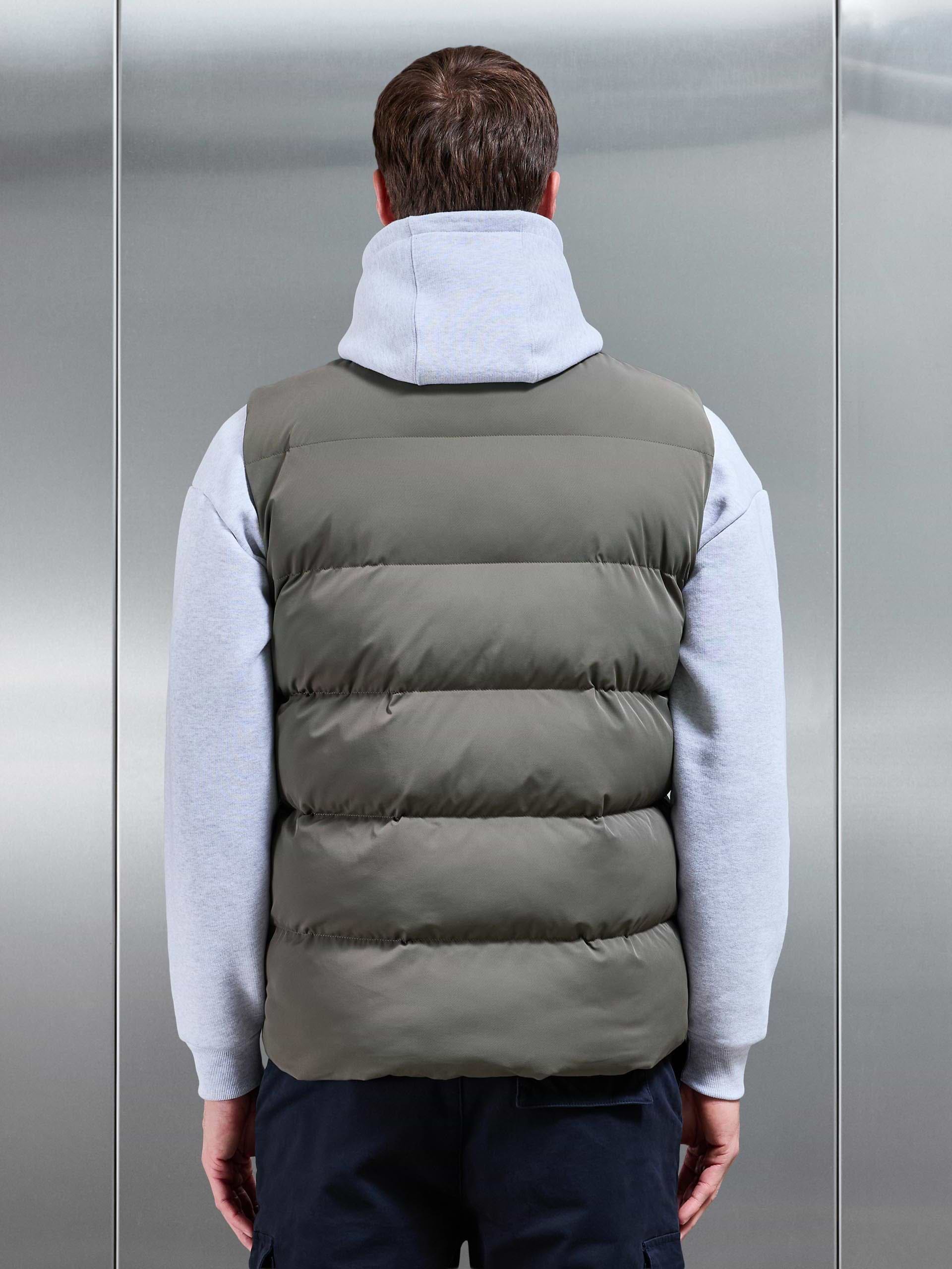 Quilted Bomber Gilet in Olive