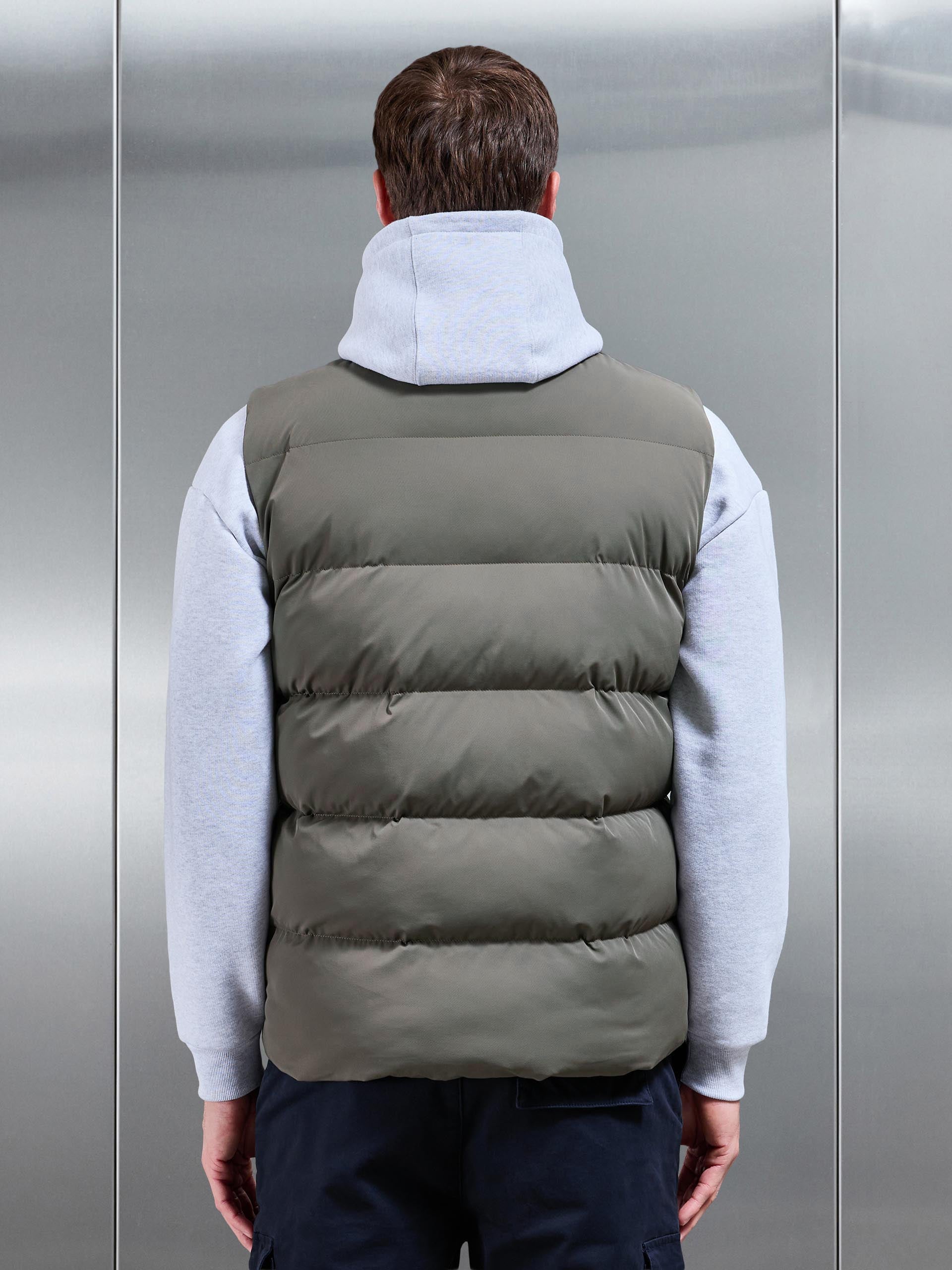 Mens Quilted Bomber Gilet in Olive