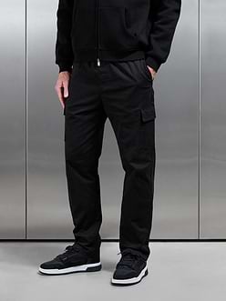 Mens Relaxed Fit Cotton Cargo Pant In Black