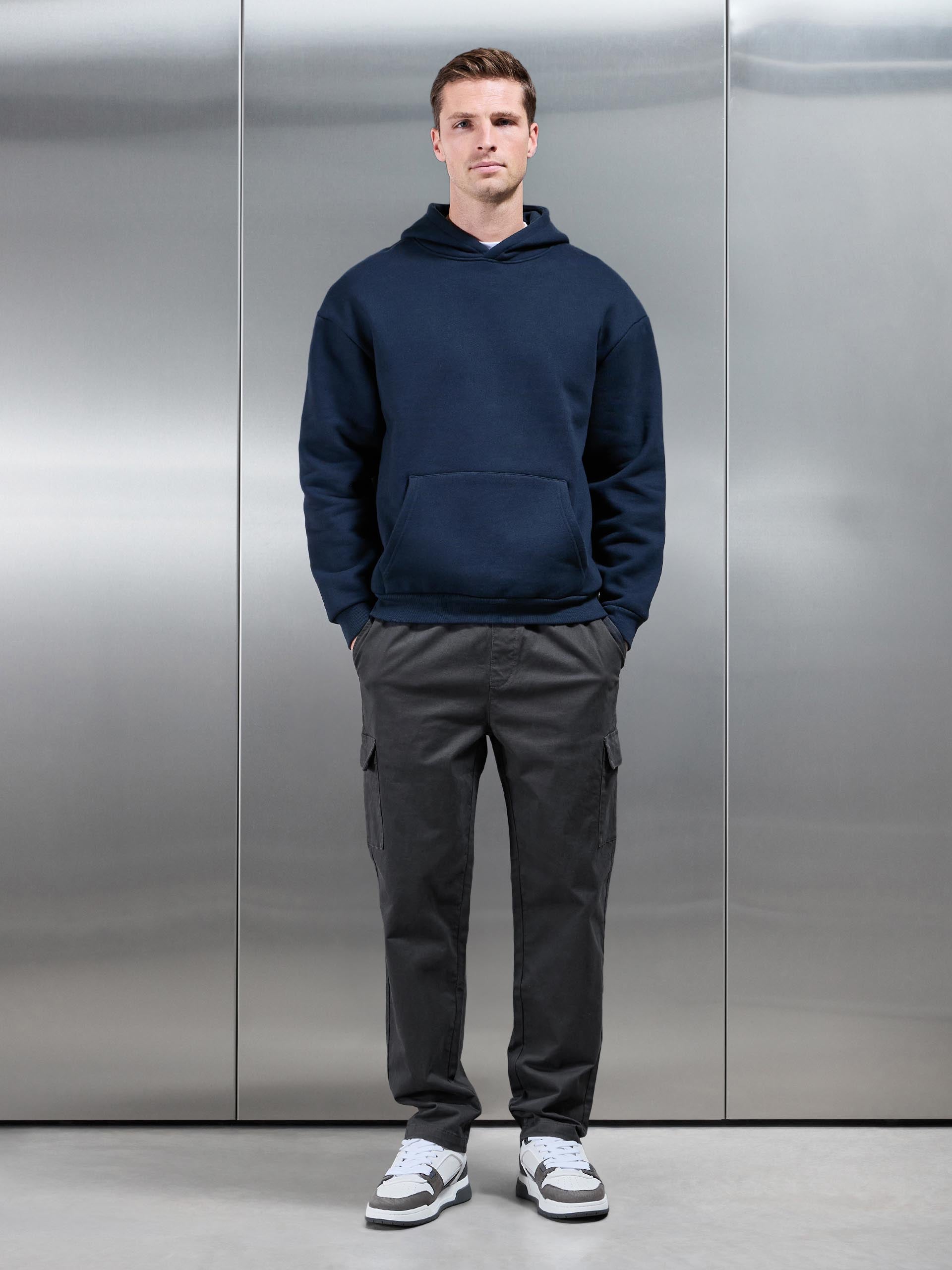 Mens Relaxed Fit Cotton Cargo Pant In Grey