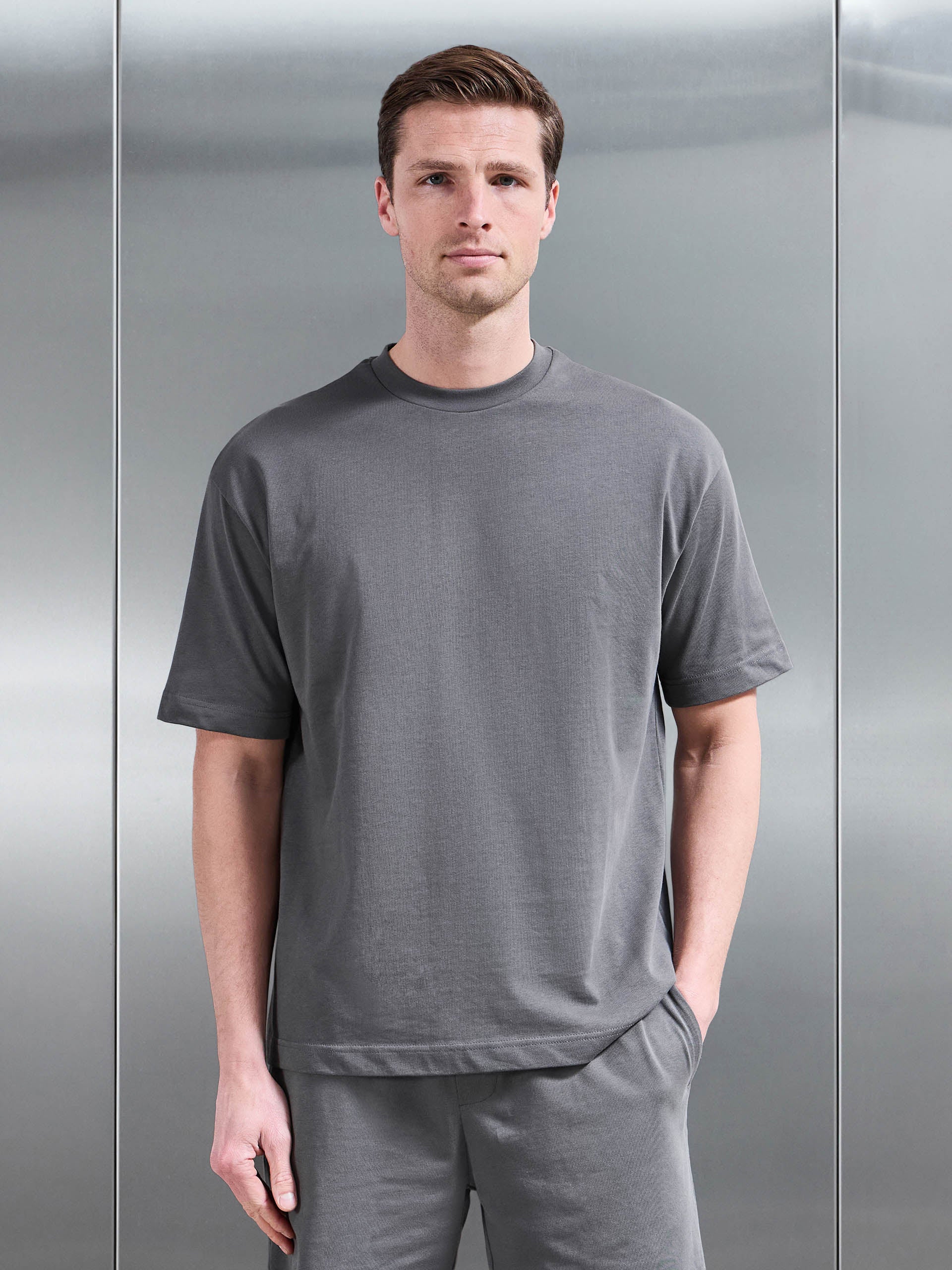 Mens Relaxed Fit Cotton T-Shirt in Grey