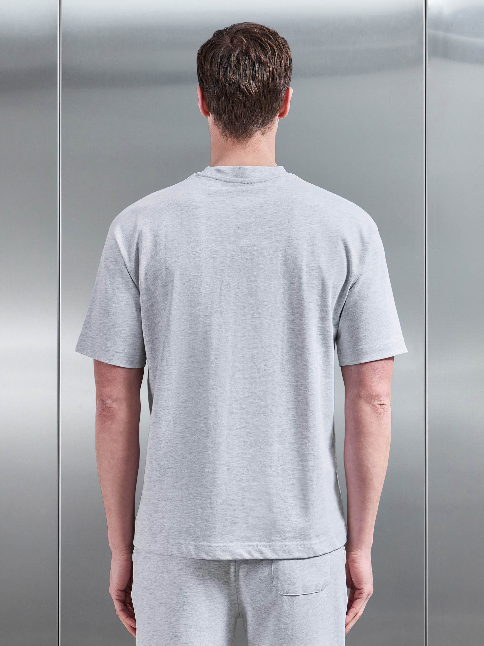 Mens Relaxed Fit Cotton T-Shirt in Grey Marl