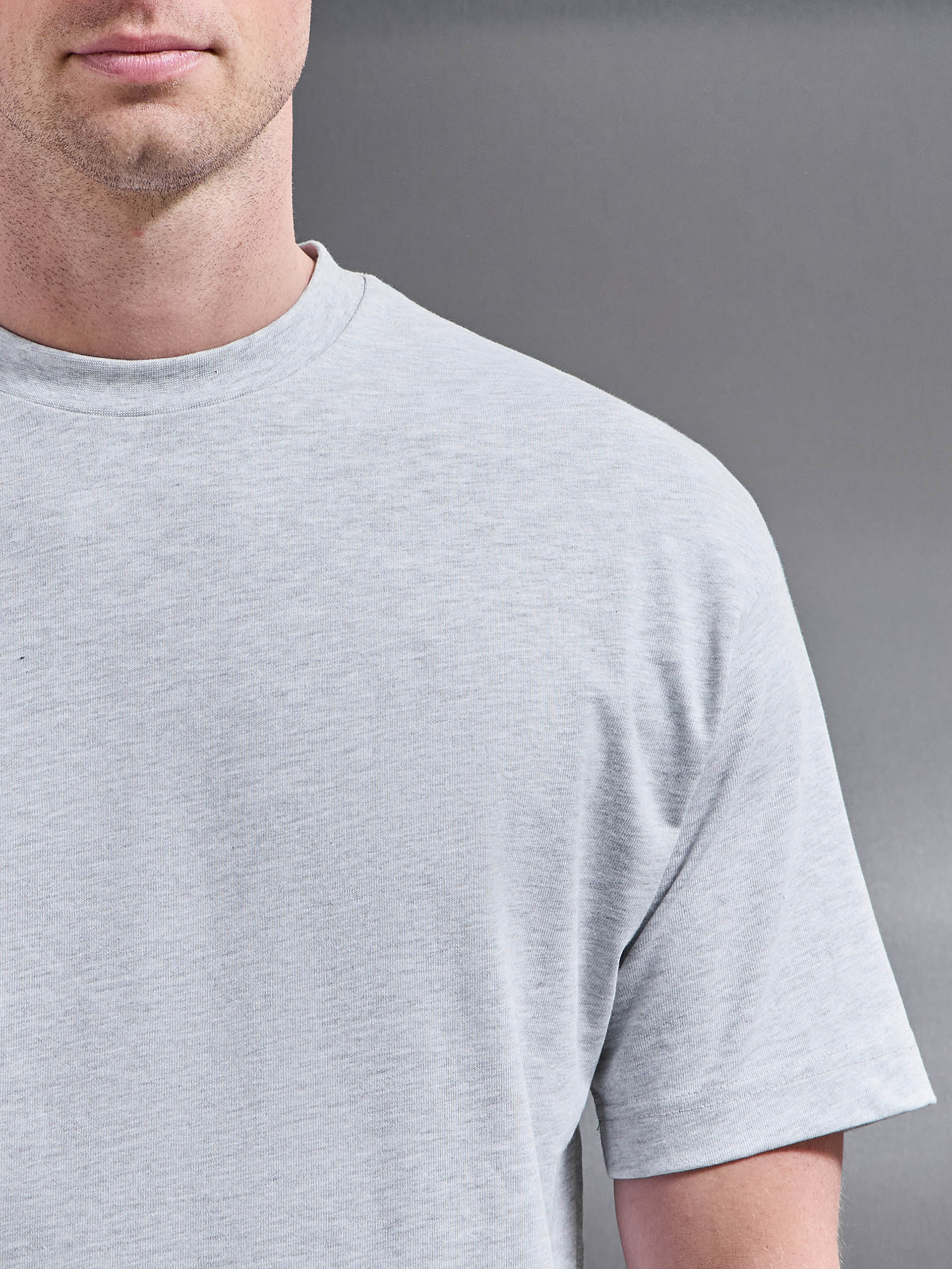 Mens Relaxed Fit Cotton T-Shirt in Grey Marl