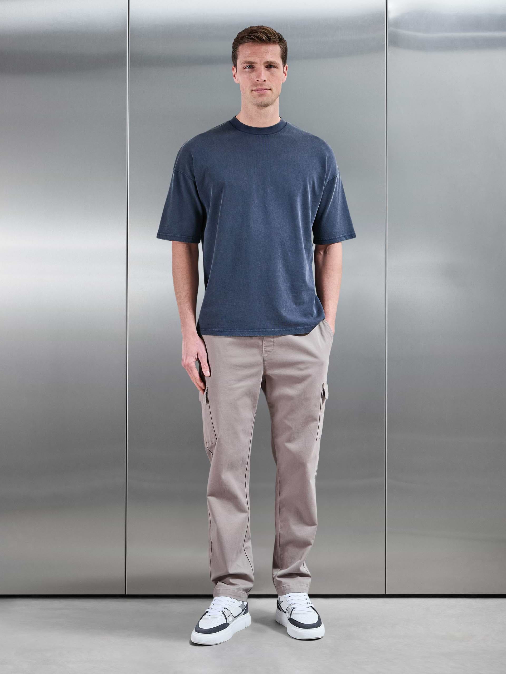 Mens Relaxed Fit Garment Dye T-Shirt in Navy