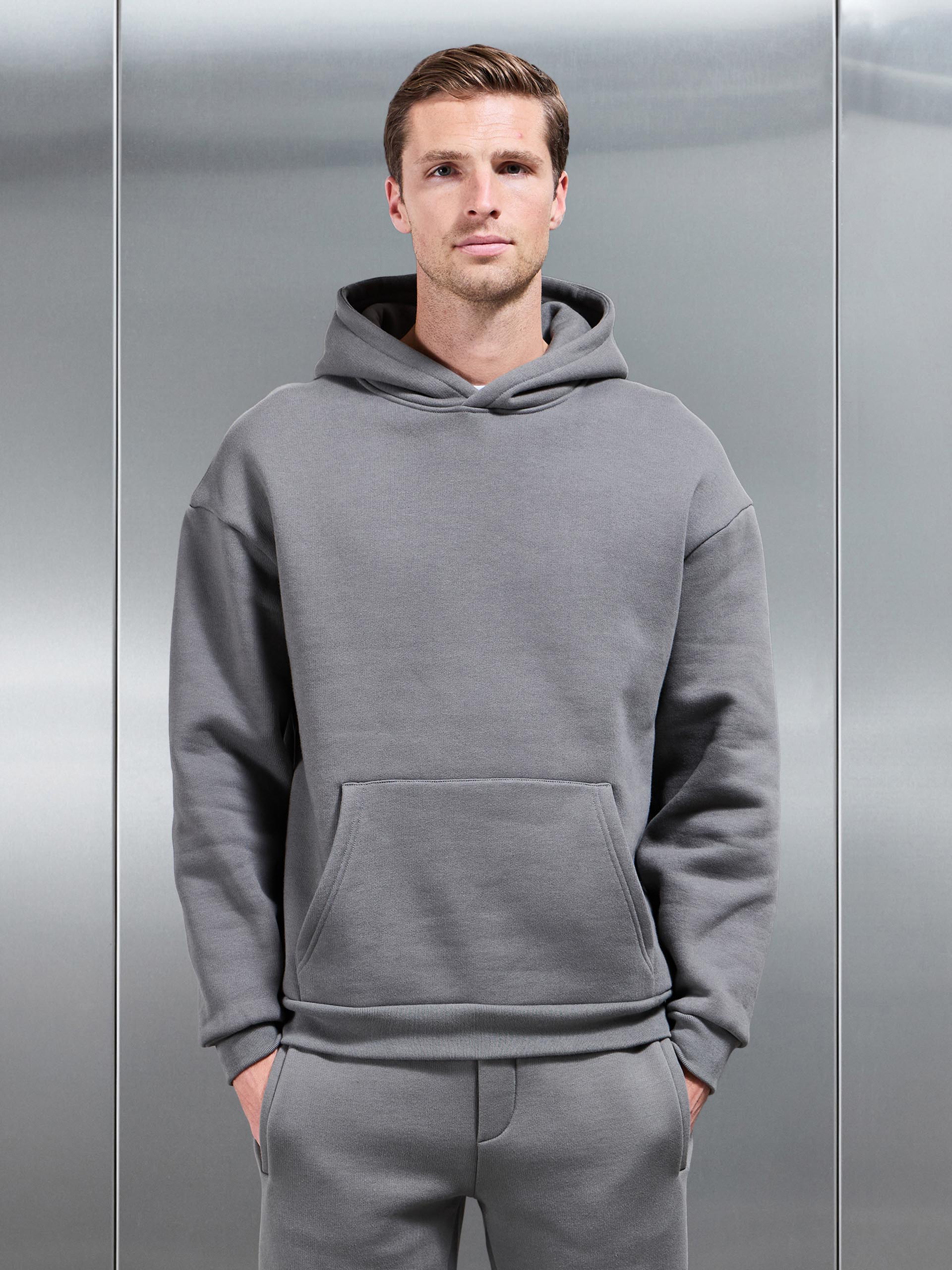 Mens Relaxed Fit Hoodie in Grey