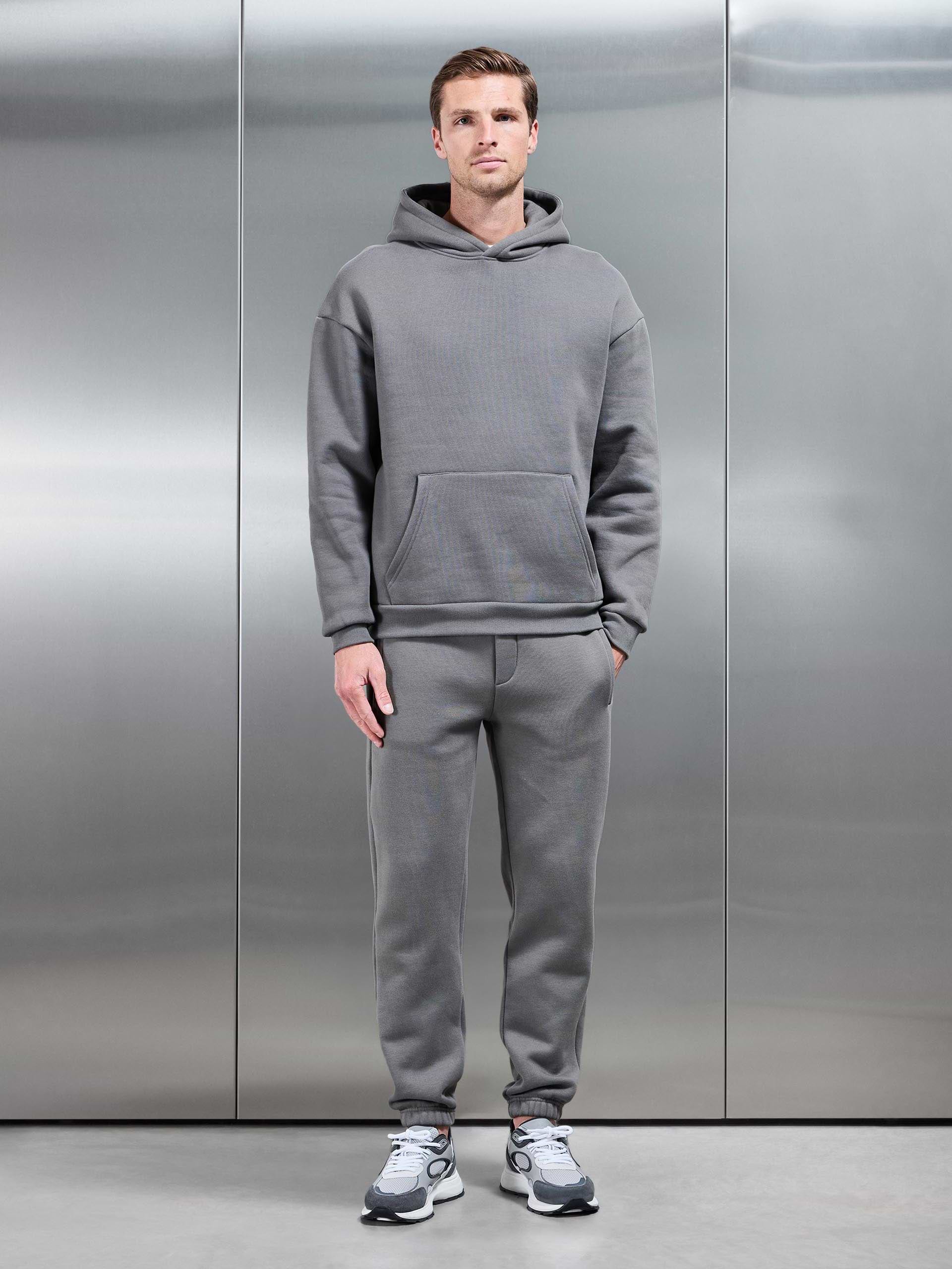 Mens Relaxed Fit Hoodie in Grey