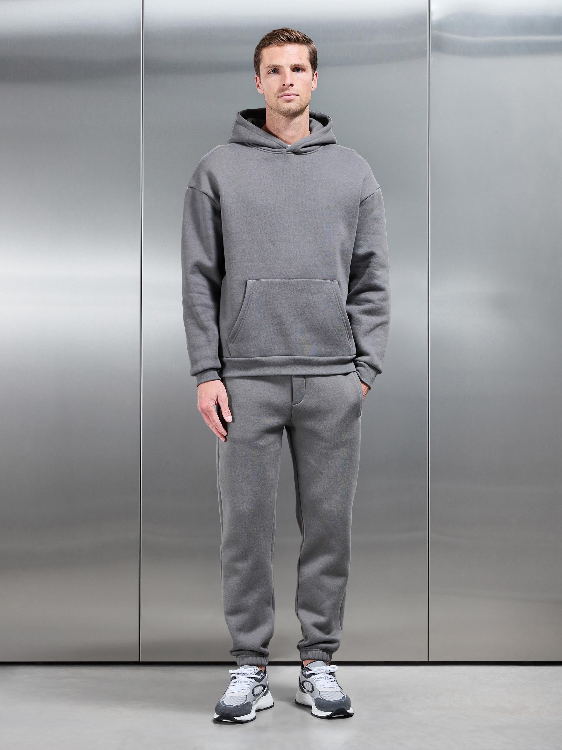 Mens Relaxed Fit Hoodie in Grey