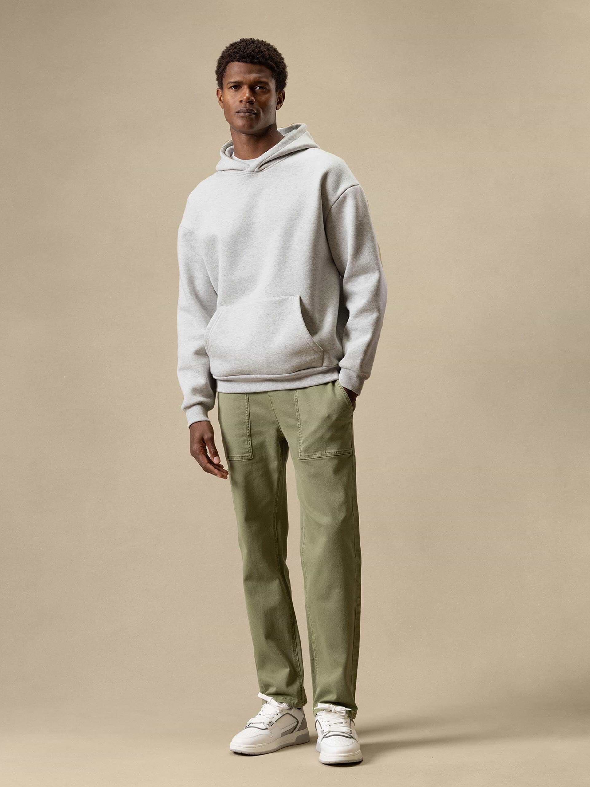 Mens Relaxed Fit Hoodie in Marl Grey