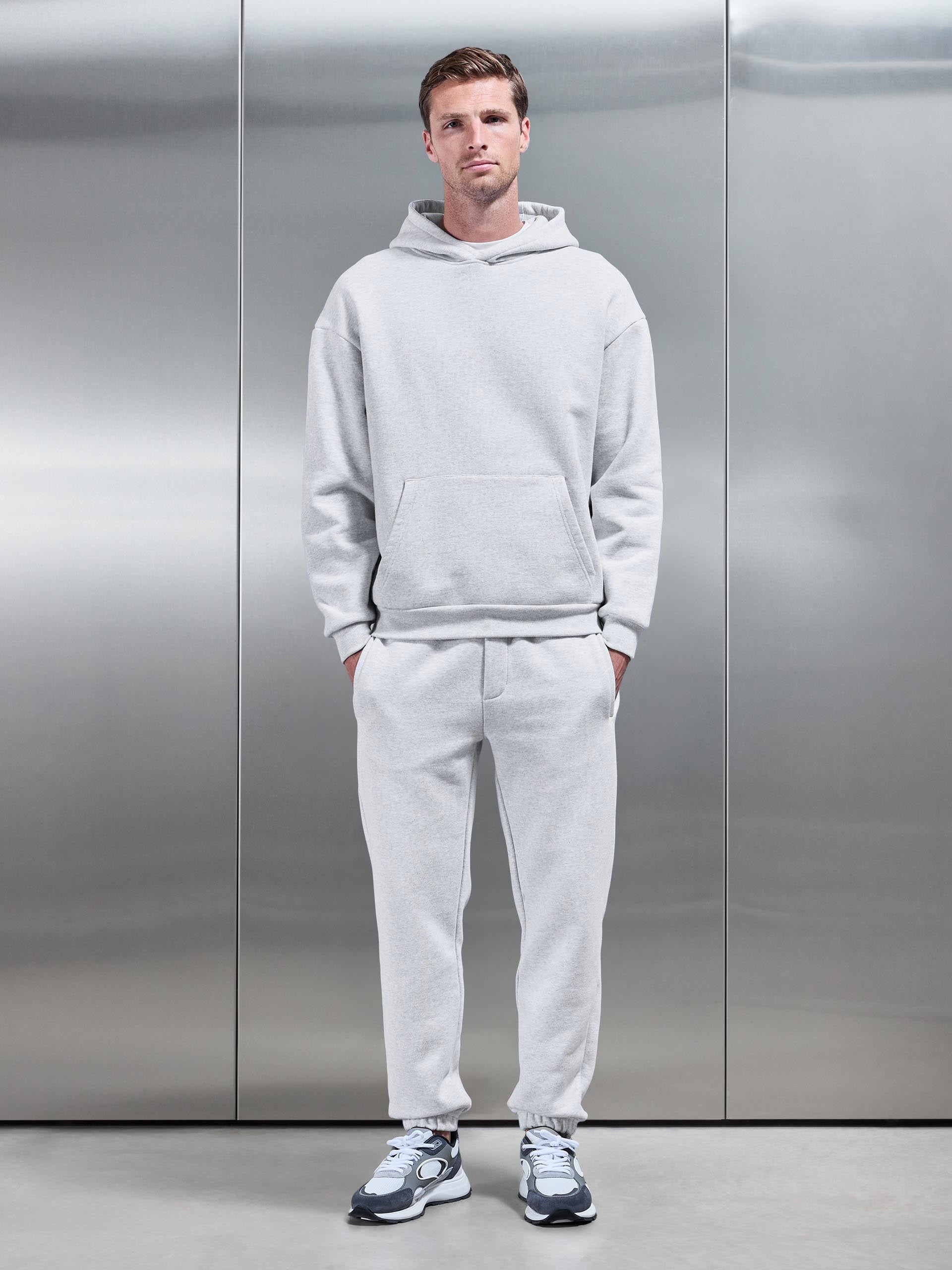 Mens Relaxed Fit Hoodie in Marl Grey