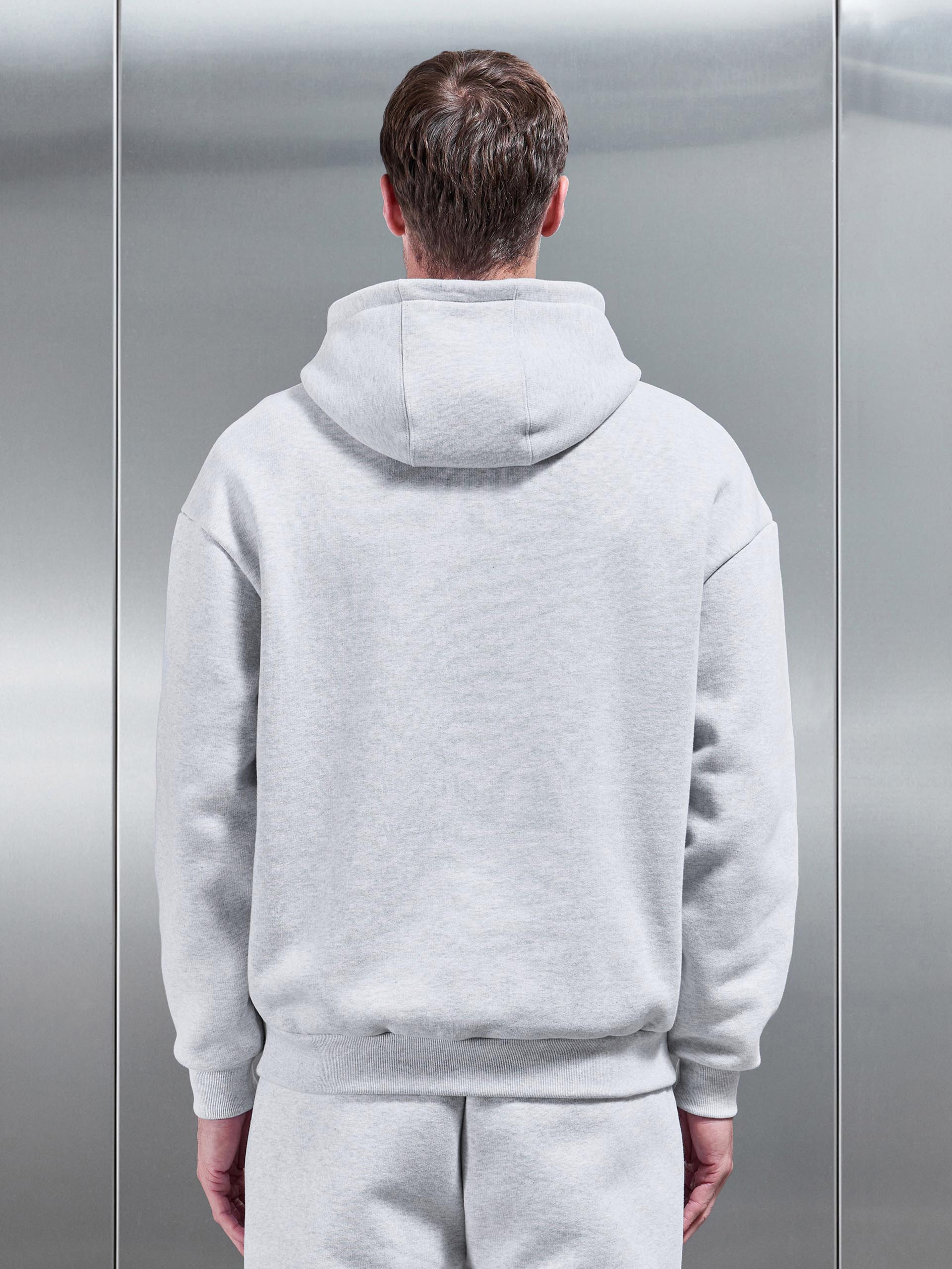Mens Relaxed Fit Hoodie in Marl Grey