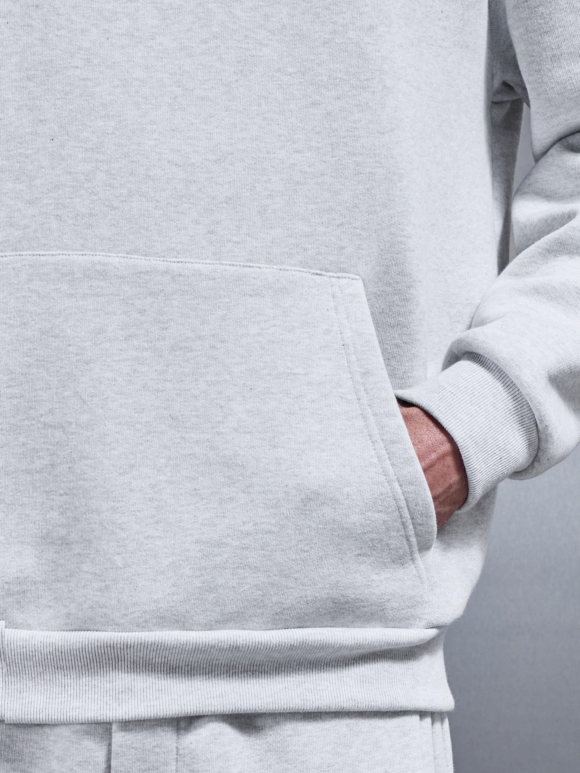 Mens Relaxed Fit Hoodie in Marl Grey
