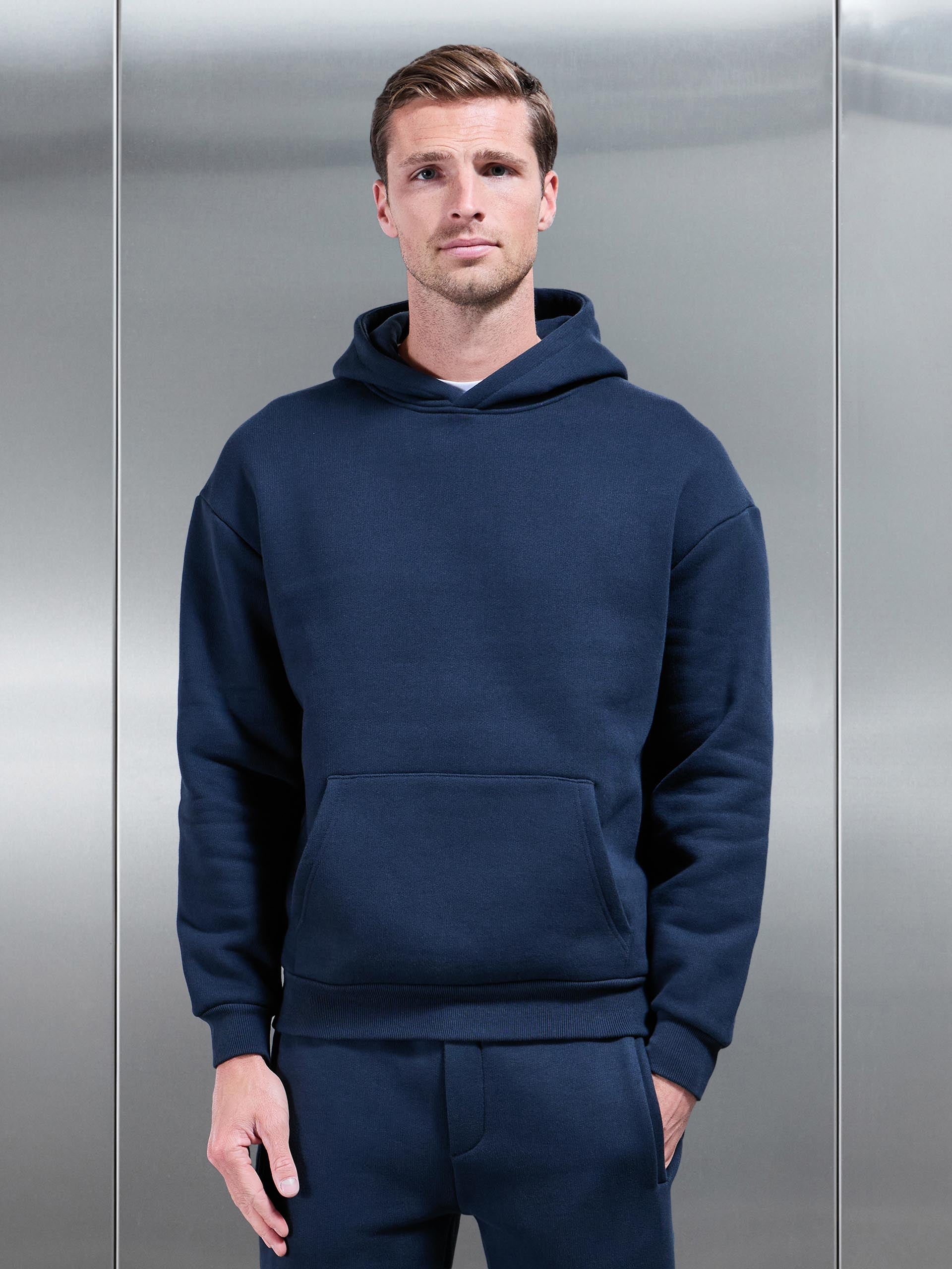 Mens Relaxed Fit Hoodie in Navy