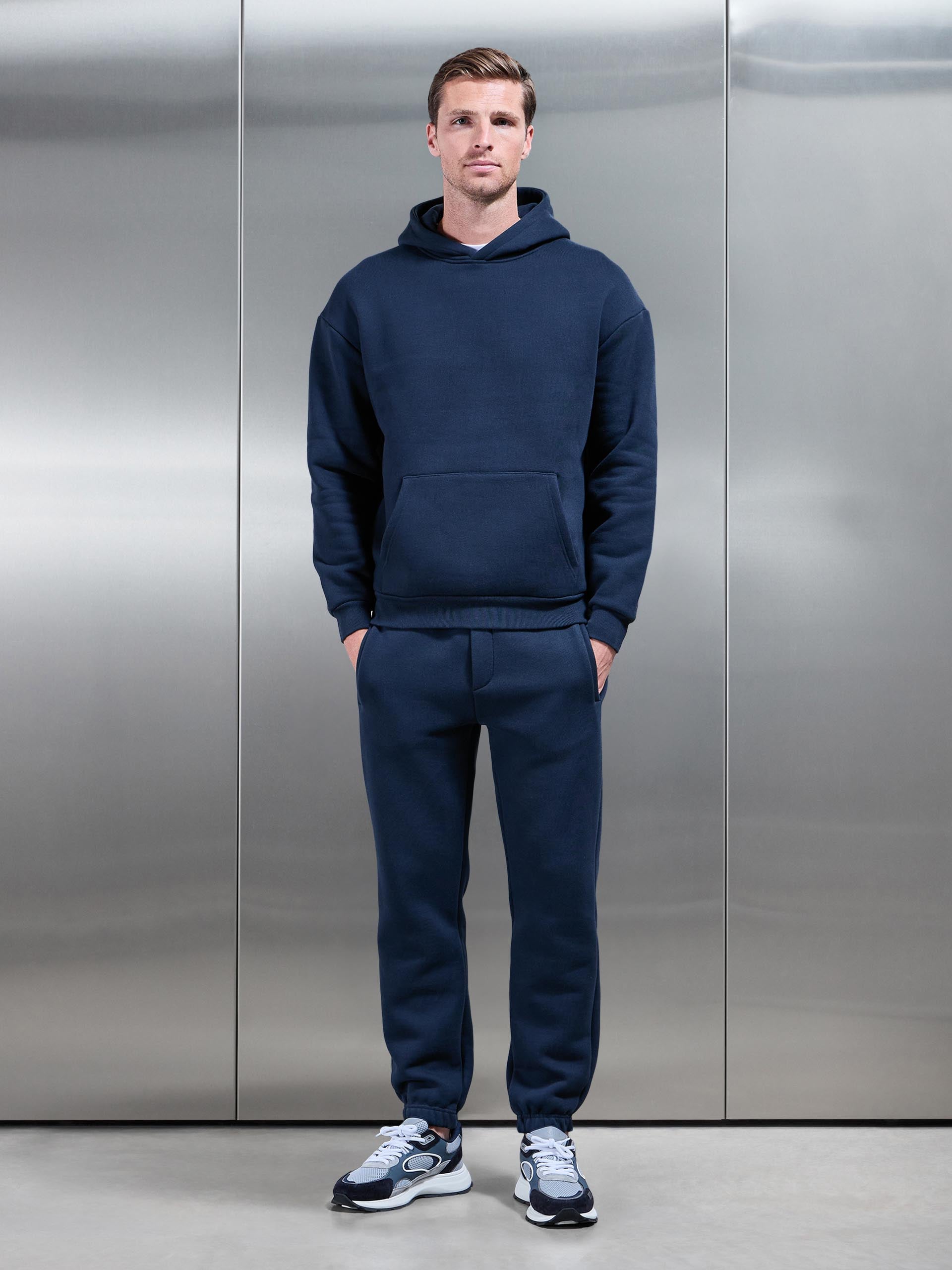 Mens Relaxed Fit Hoodie in Navy