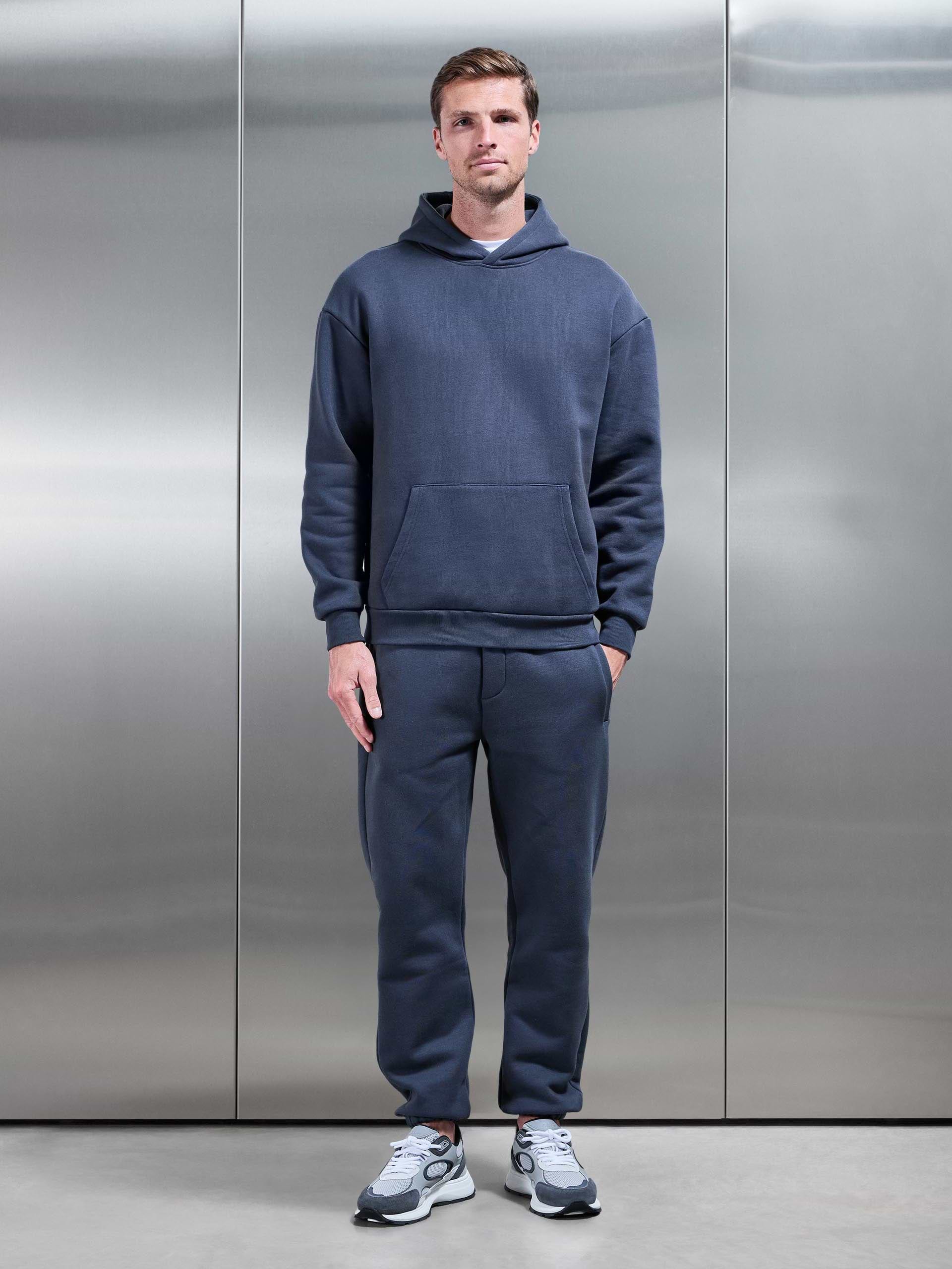 Relaxed Fit Hoodie in Slate Blue