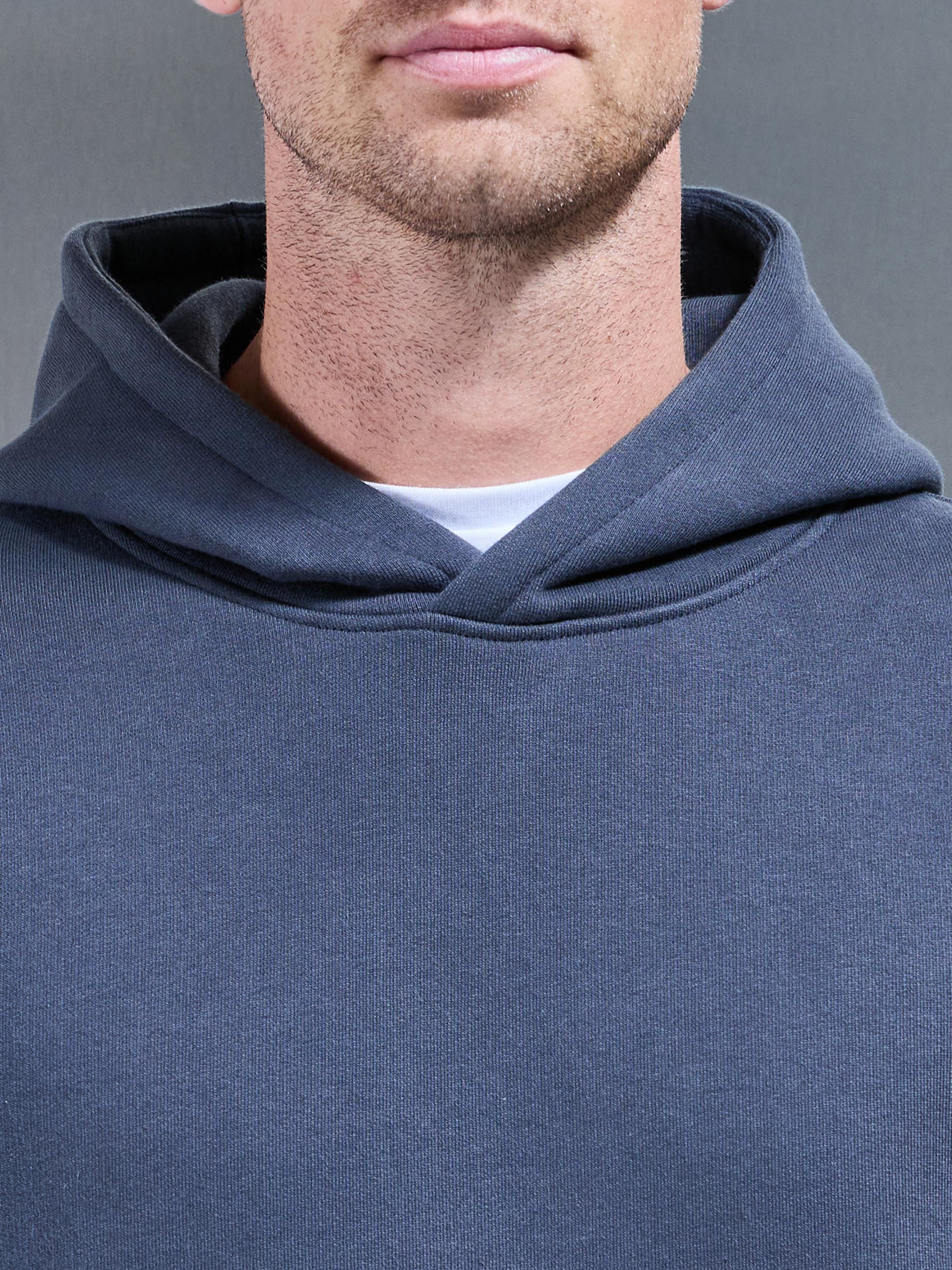 Mens Relaxed Fit Hoodie in Slate Blue