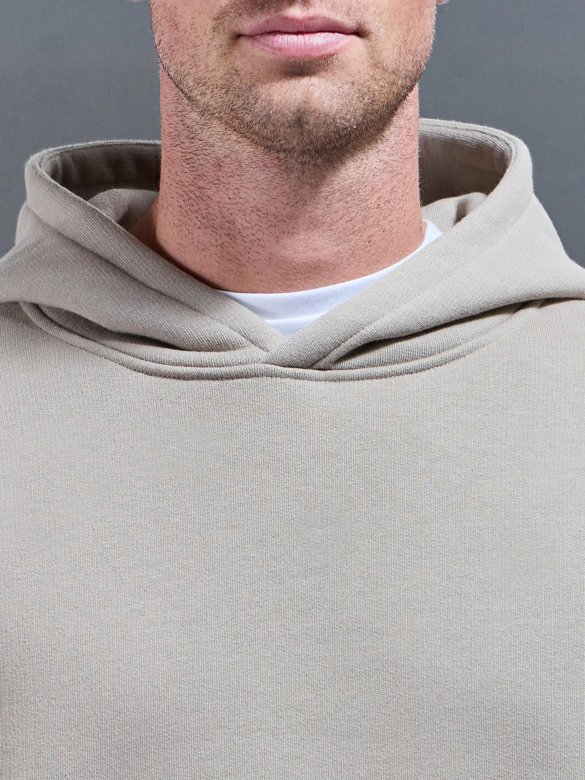 Mens Relaxed Fit Hoodie in Stone