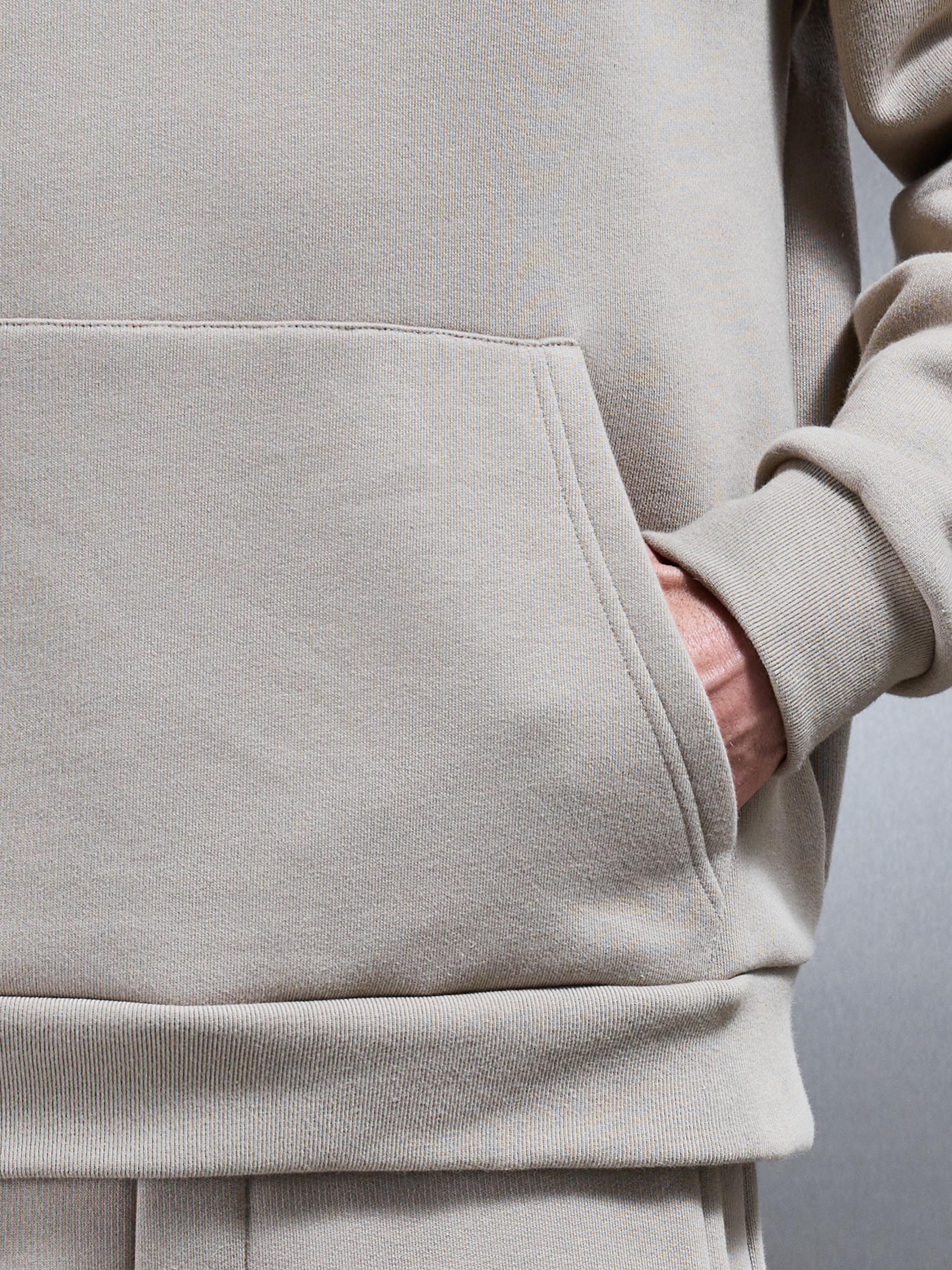 Mens Relaxed Fit Hoodie in Stone