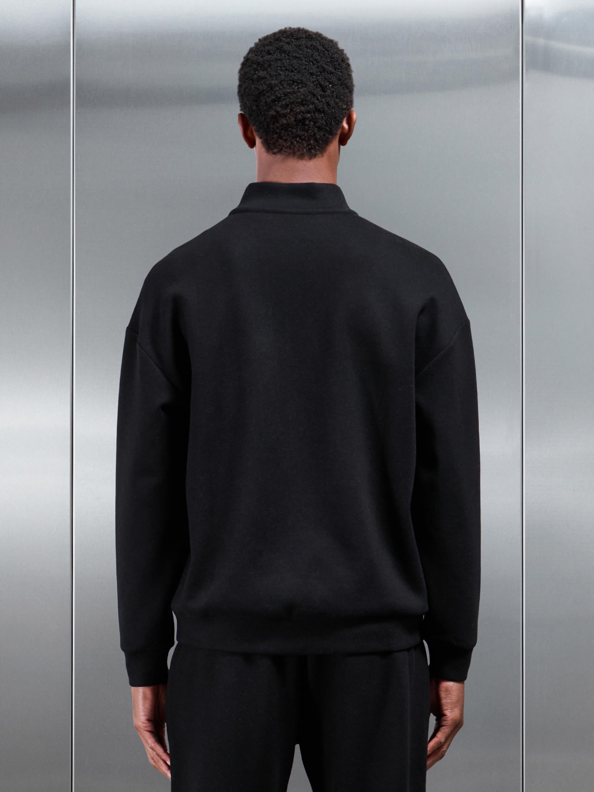 Mens Relaxed Fit Knitted Half Zip in Black