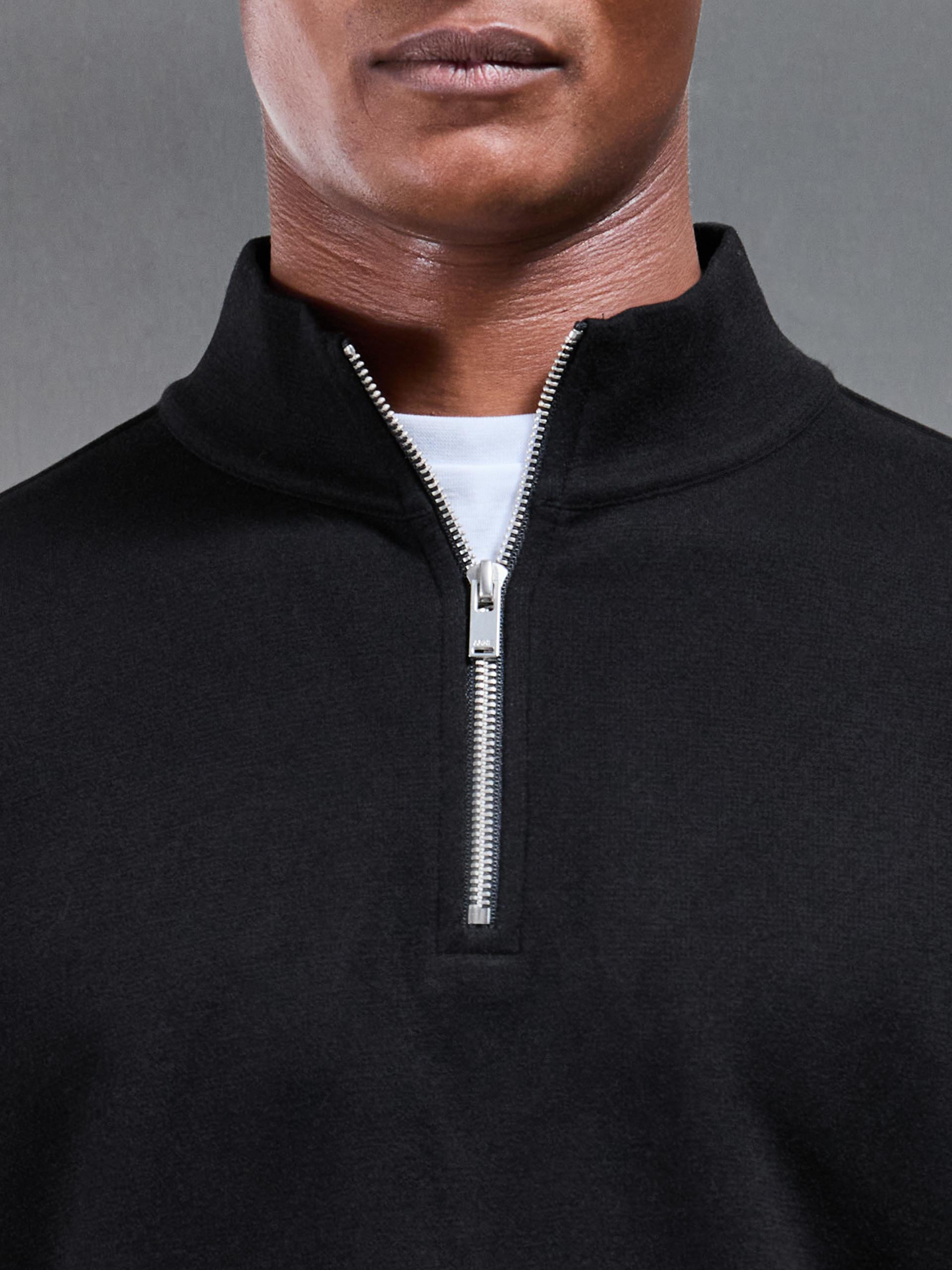 Mens Relaxed Fit Knitted Half Zip in Black