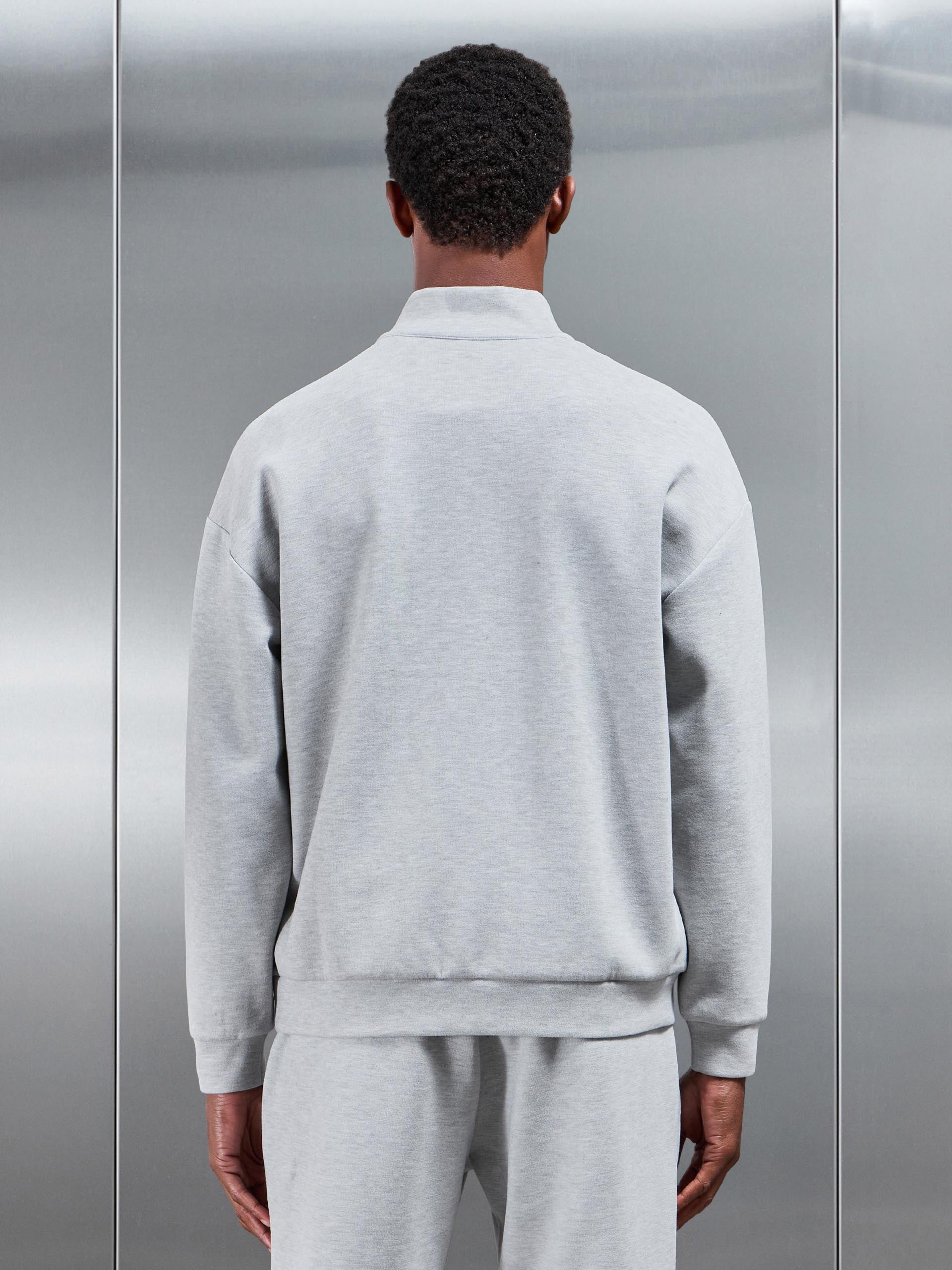 Mens Relaxed Fit Knitted Half Zip in Marl Grey