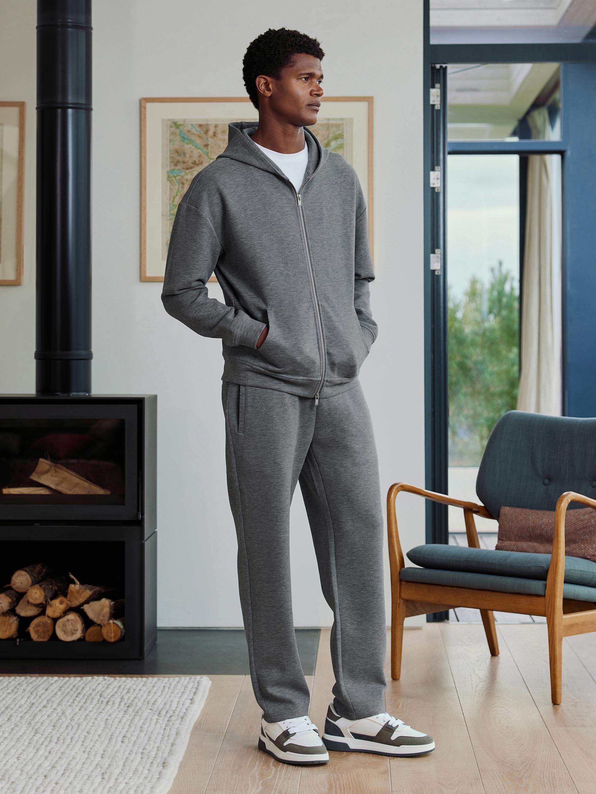 Mens Relaxed Fit Knitted Jogger in Charcoal Marl