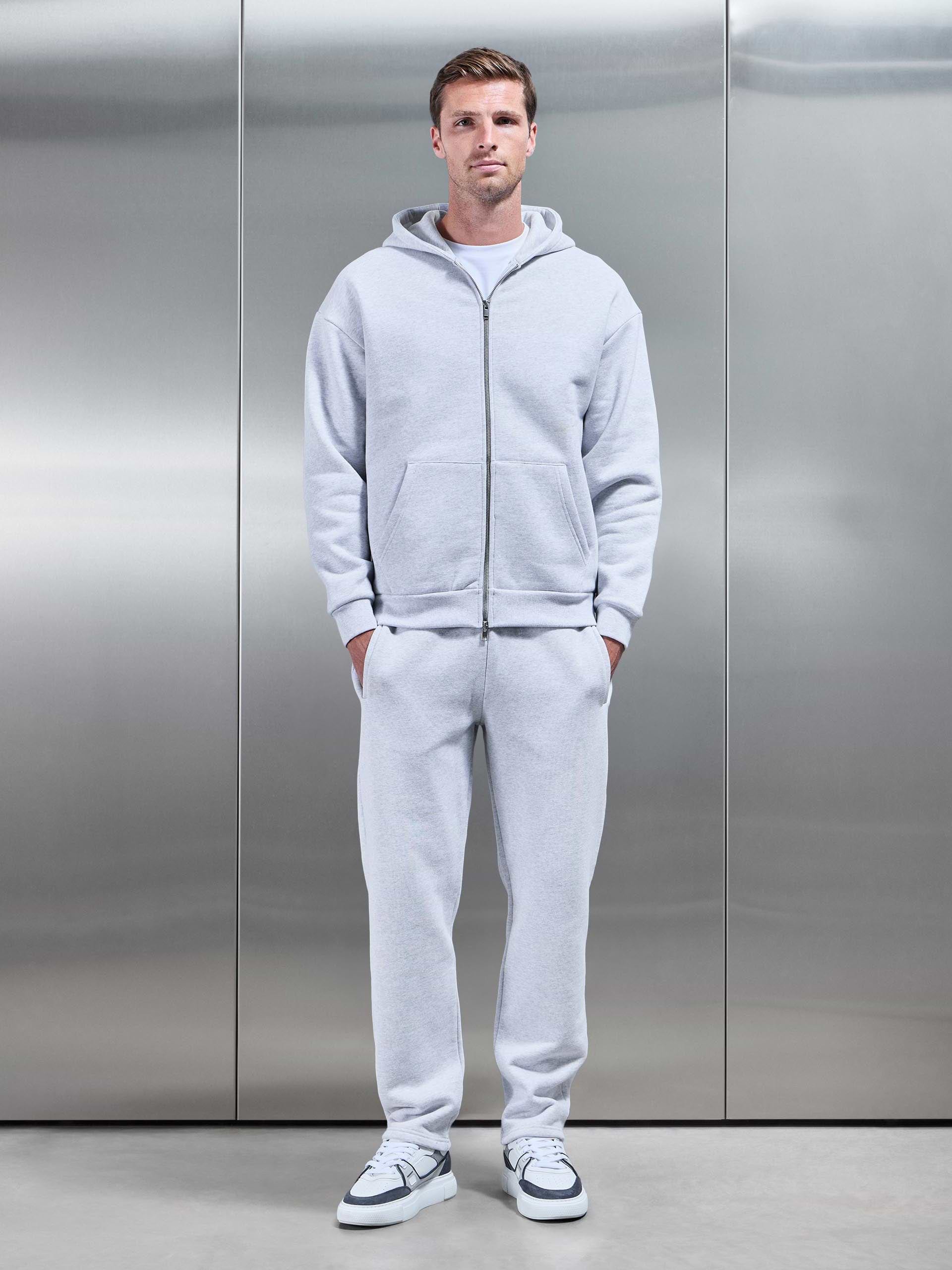 Mens Relaxed Fit Straight Leg Jogger in Marl Grey