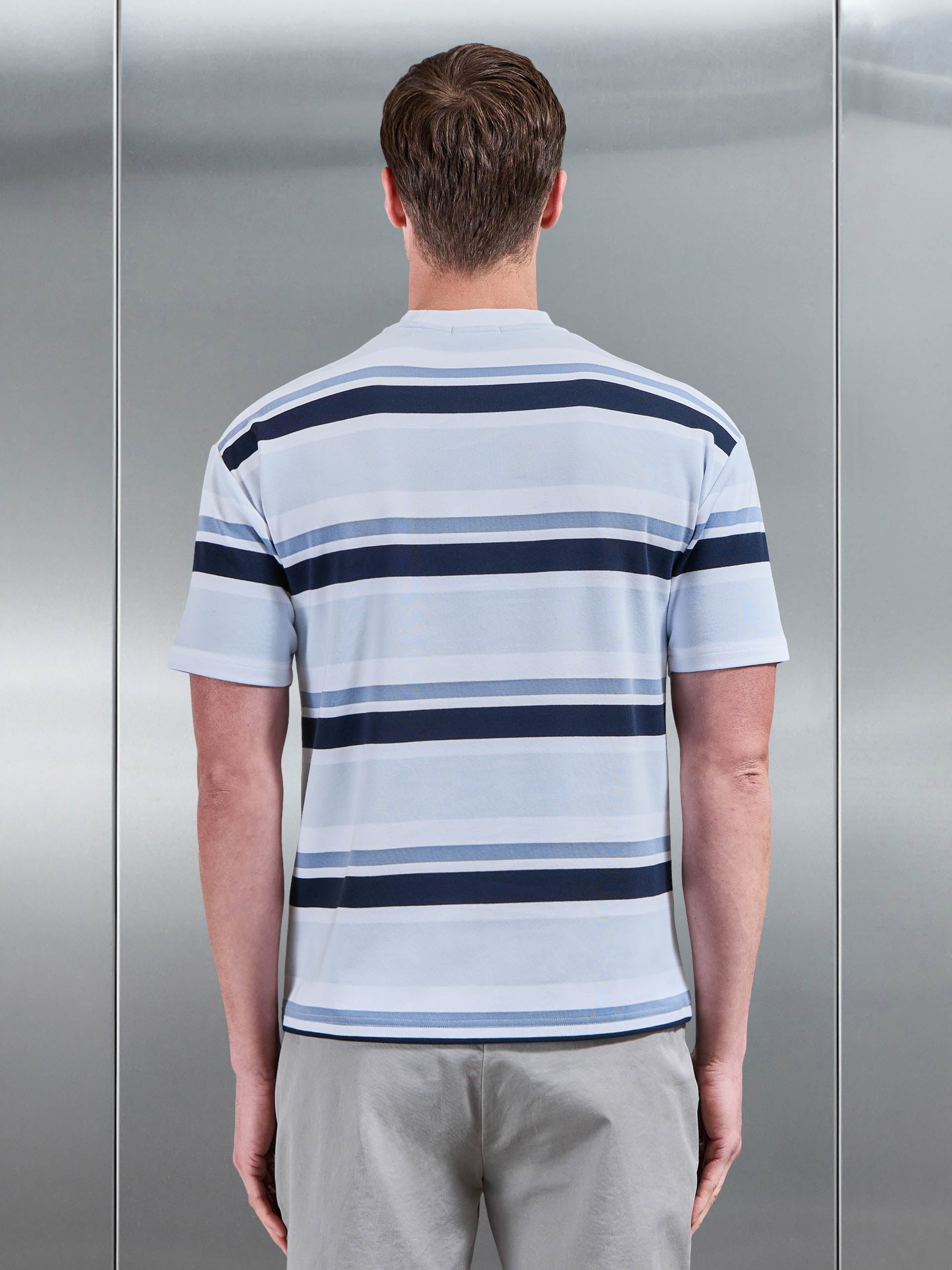 Mens Relaxed Fit Stripe T-Shirt in Blue